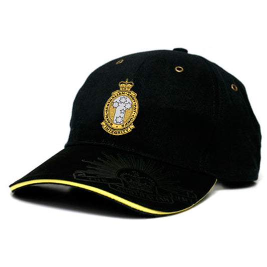 This RAAPC Black Cap provides practicality and style due to its durable heavy brushed cotton construction. The cap boasts a classic RAAPC crest embroidered on the front along with the iconic Rising Sun Badge embossed on the peak and engraved on the strap buckle. www.defenceqstore.com.au