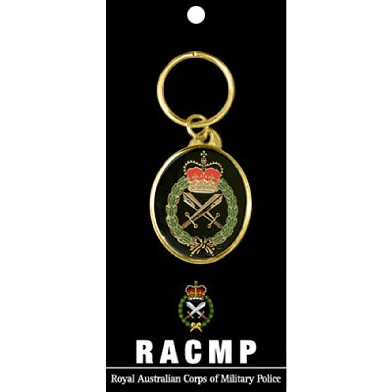 Lend a bit of bling to your keychain with this 40mm gold-plated Royal Australian Corps of Military Police (RACMP) key ring! Keep your keys organized, and your conversations lit - it's the perfect way to show off your style! www.defenceqstore.com.au