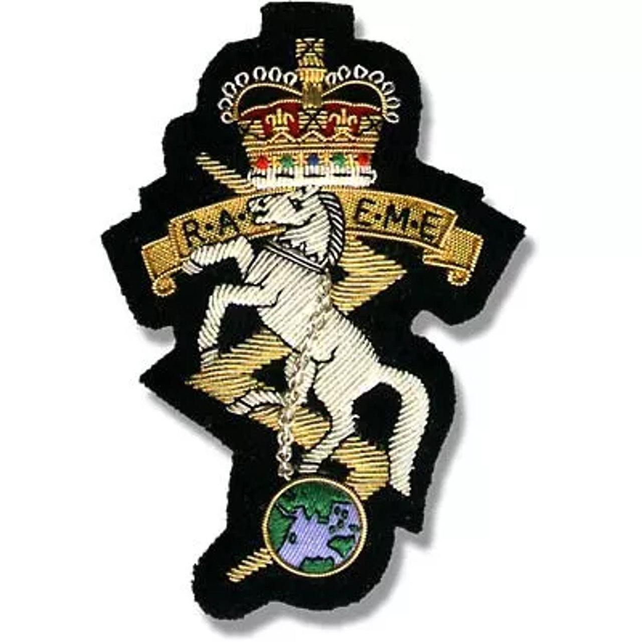 Celebrate proud service with this sleek RAEME Bullion Pocket Badge! Perfectly sized to adorn your blazer, bag, or any other place you choose, this 80 x 80mm badge securely fastens with 3 butterfly catches and will become your go-to token of pride. www.defenceqstore.com.au