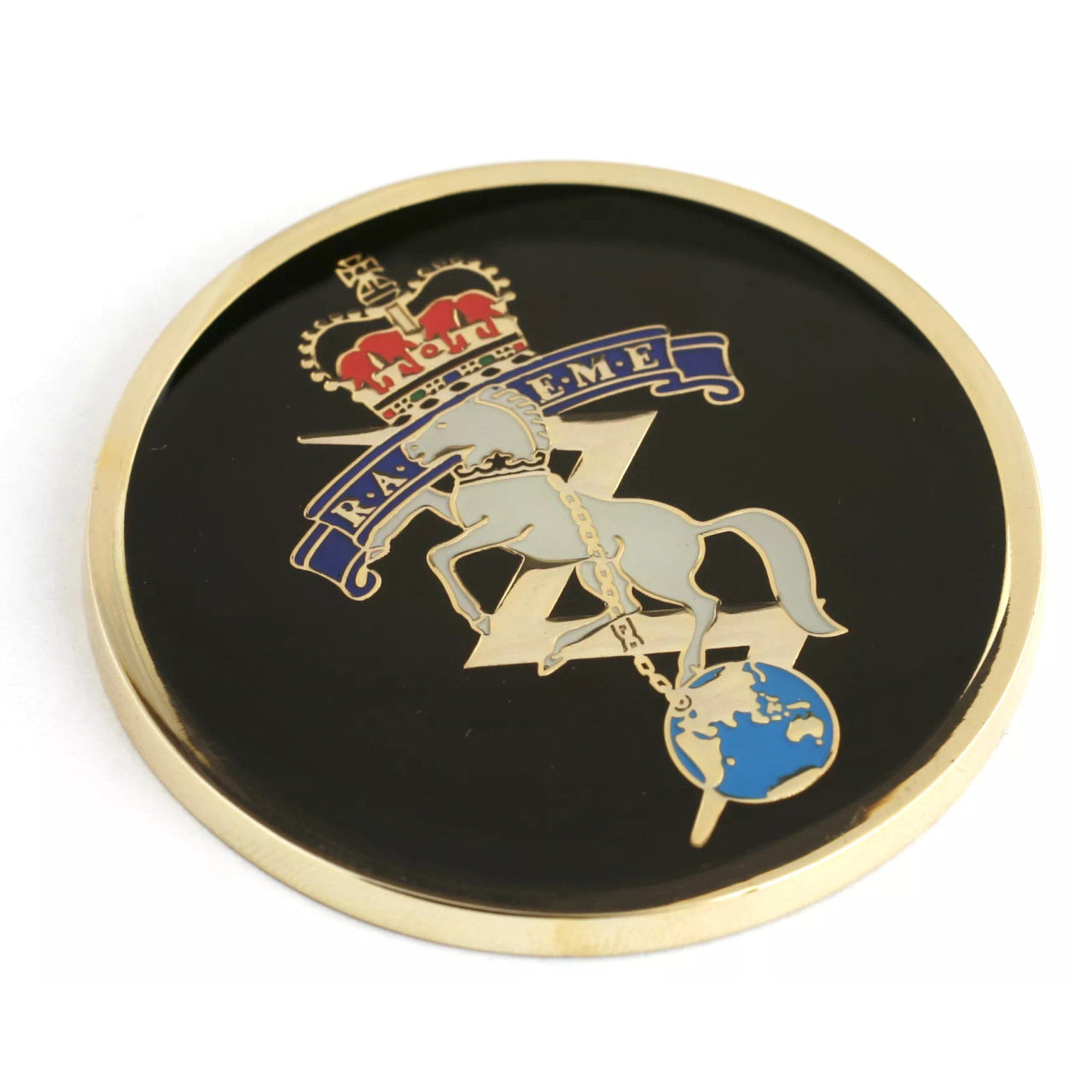 This regal 48mm full-colour enamel medallion from The Royal Australian Electrical and Mechanical Engineers (RAEME) is sure to captivate the viewer and prompt fascinating discourse from all who admire it. www.defenceqstore.com.au