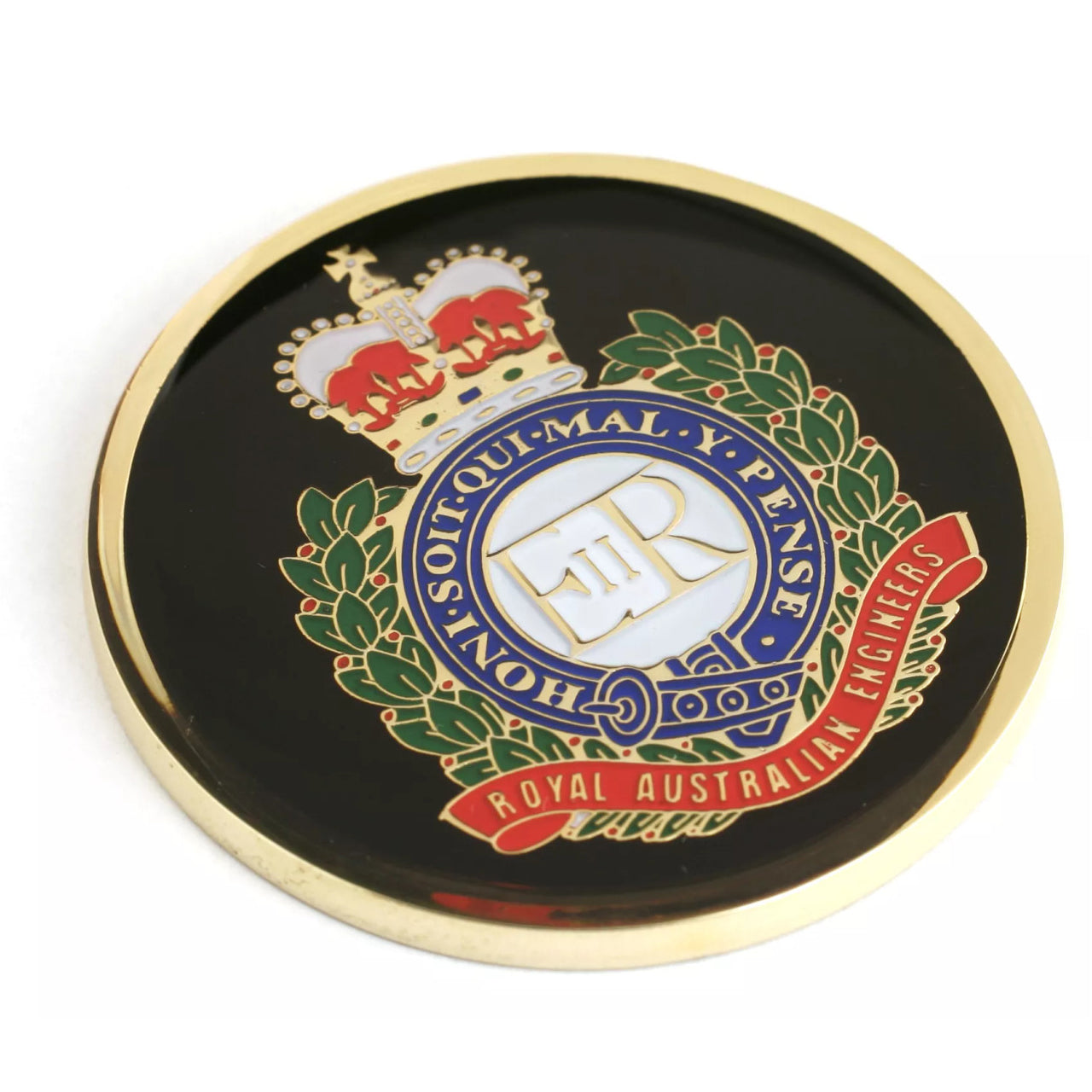 This regal 48mm full-colour enamel medallion from The Royal Australian Engineers (RAE) is sure to captivate the viewer and prompt fascinating discourse from all who admire it. www.defenceqstore.com.au