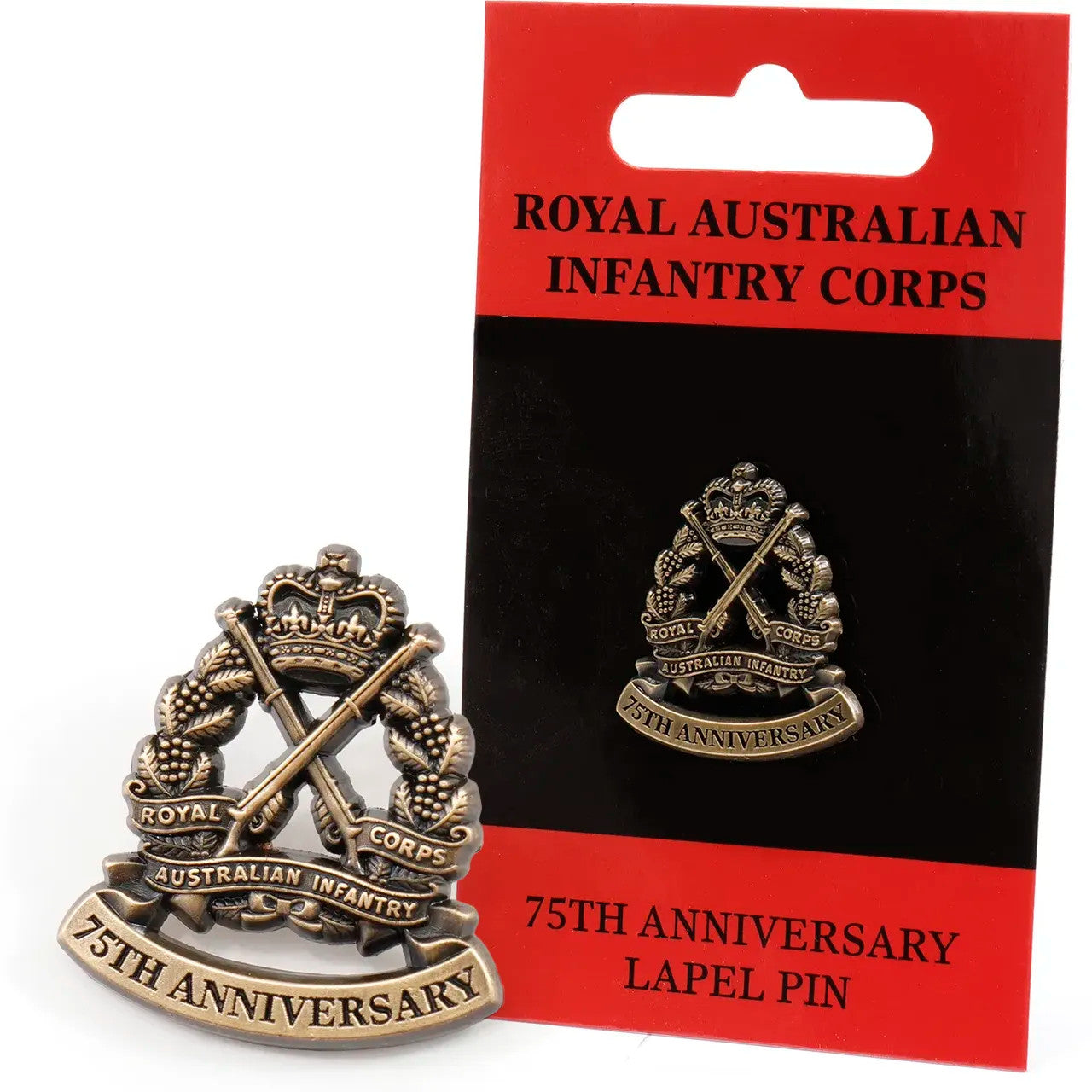 Step into history and honour the indomitable spirit of the Royal Australian Infantry Corps (RAinf) with the 75th Anniversary Royal Australian Infantry Lapel Pin. This finely crafted lapel pin is a symbol of pride, sacrifice, and unwavering service that spans three-quarters of a century. www.defenceqstore.com.au