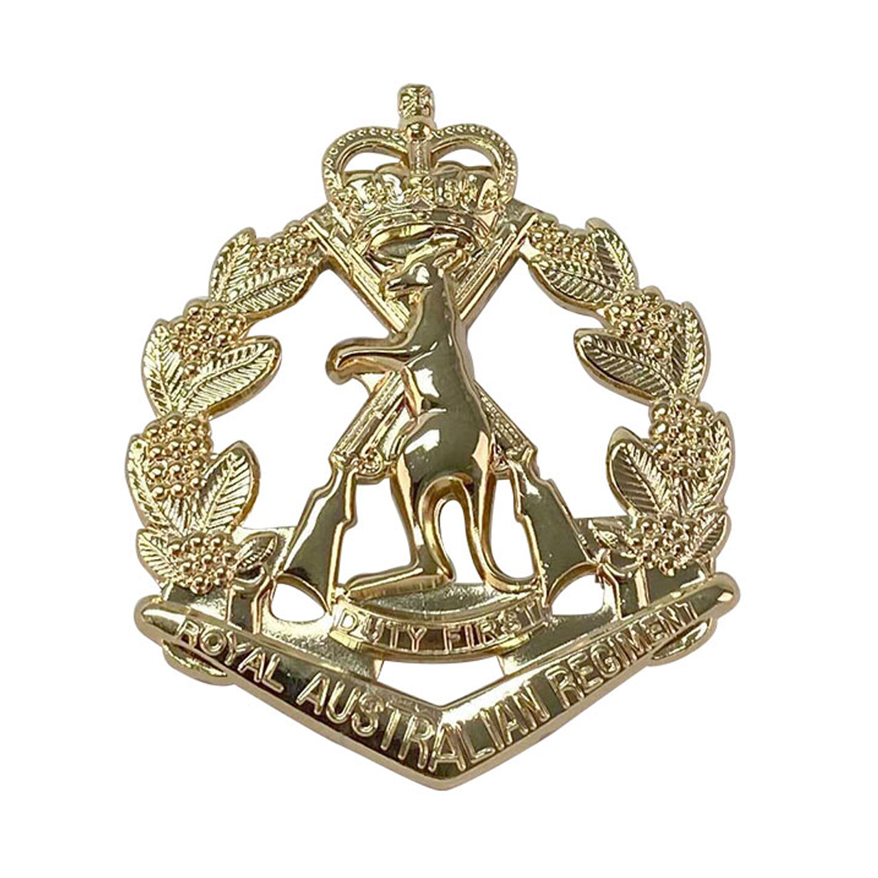 Bring a touch of distinction to your headwear with this magnificent RAR Badge! This golden badge is perfectly sized to fit on standard issue hats. Start your collection today, and add a unique badge to your headwear! www.defenceqstore.com.au