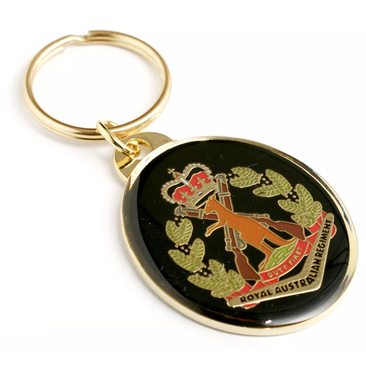 Present your keys proudly with the Royal Australian Regiment (RAR) key ring! This gorgeous 40mm gold-plated, enamel key ring will keep your keys effortlessly organised and is a guaranteed conversation starter. www.defenceqstore.com.au