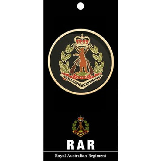 This exquisite 48mm full-color enamel medallion from the Royal Australian Regiment (RAR) will generate admiration and conversation, wherever it's displayed or shared. www.defenceqstore.com.au