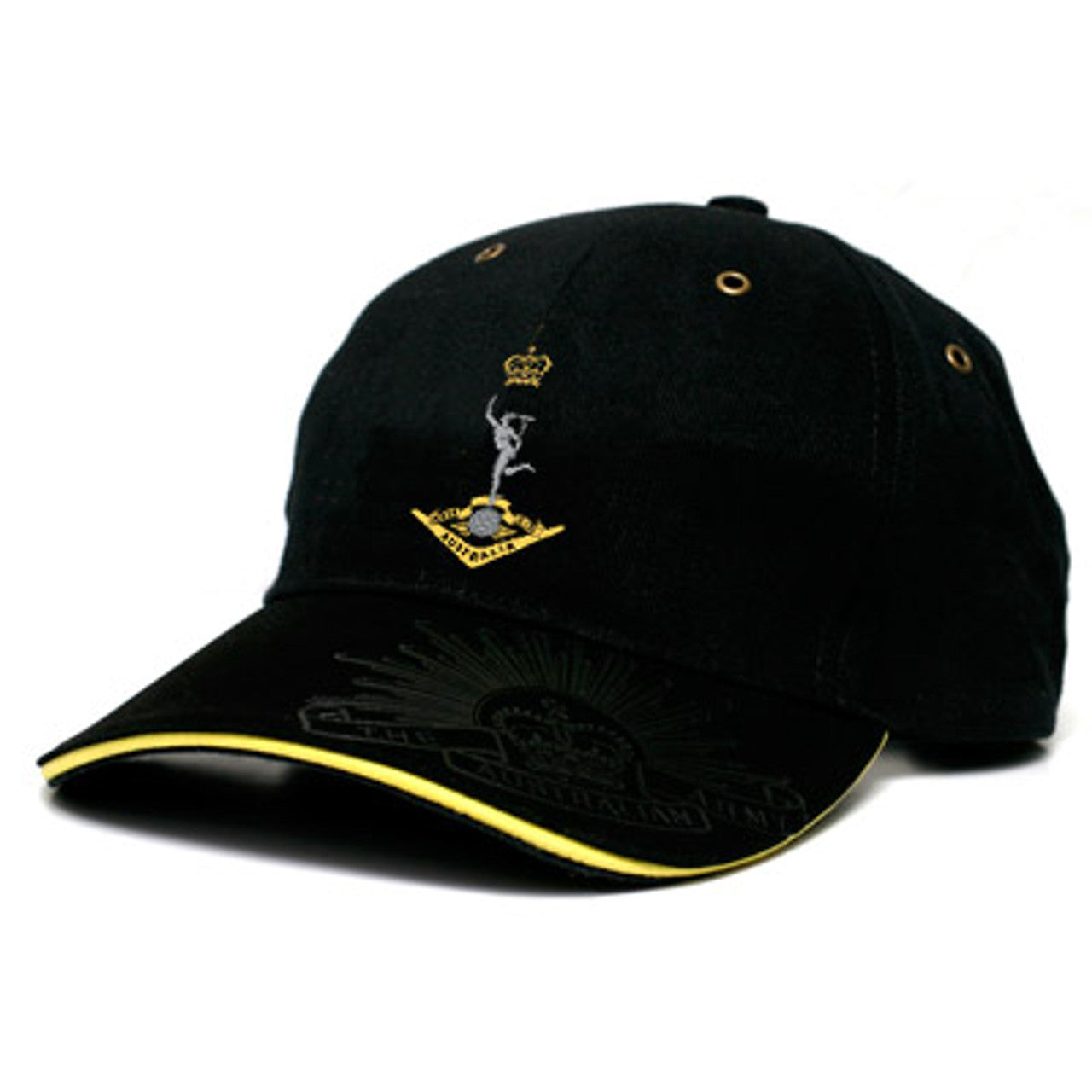 This high-quality, heavy-brushed cotton RASigs cap will instantly upgrade your style! It features a stunning RASigs crest embroidered on the front, plus the iconic Rising Sun Badge embossed on the peak and engraved on the buckle--instantly elevating any outfit and turning heads! www.defenceqstore.com.au