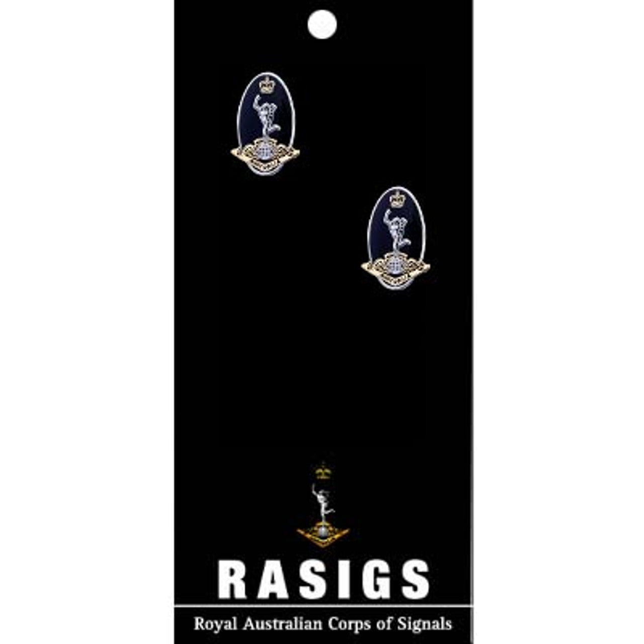 Show your pride and commitment with these sparkling RASigs Cuff Links 20mm. With full colour enamel and gold plating, these gorgeous accessories will bring a touch of style to any work outfit or special occasion. www.defenceqstore.com.au