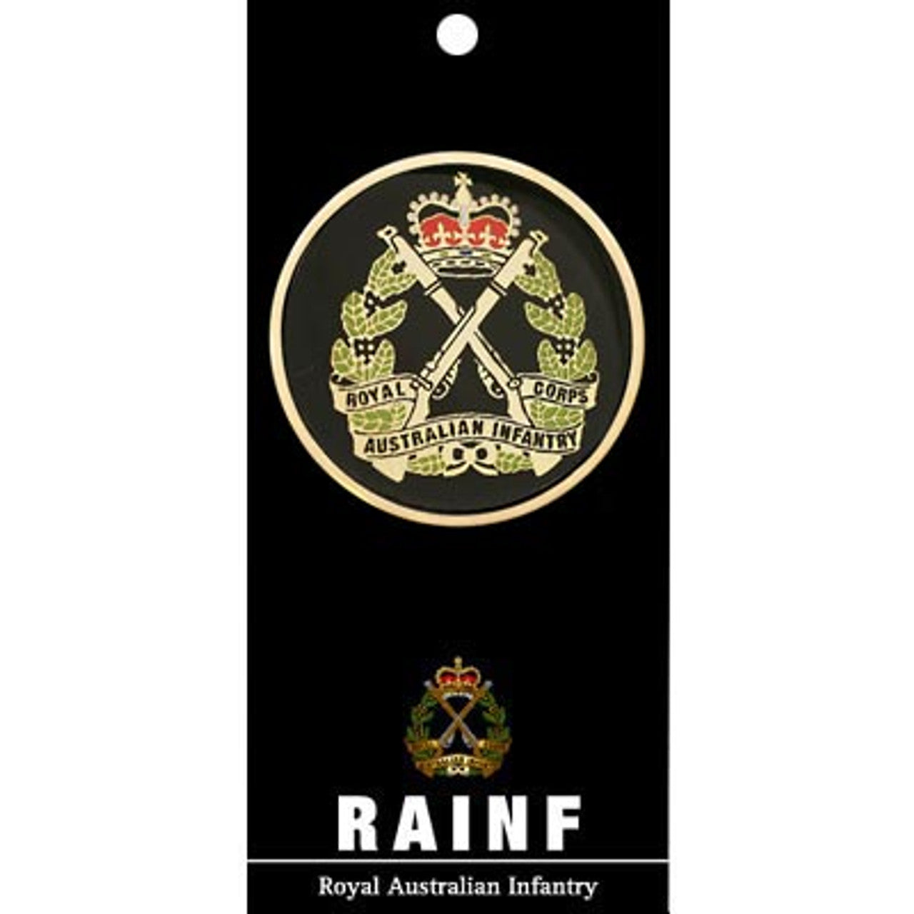 This magnificent 48mm full-colour enamel medallion from the Royal Australian Infantry Corps will be sure to draw attention and leave a lasting impression! Show it off proudly and start conversations wherever you go! www.defenceqstore.com.au