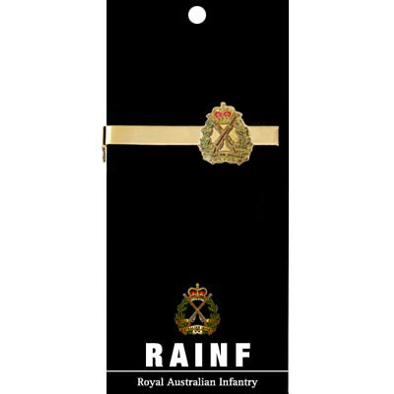 Add a touch of elegance to your look with the Royal Australian Infantry Corps (RA Inf) 20mm enamel tie bar! Crafted with gold-plated material, this gorgeous tie bar is perfect for any work or formal occasion. www.defenceqstore.com.au