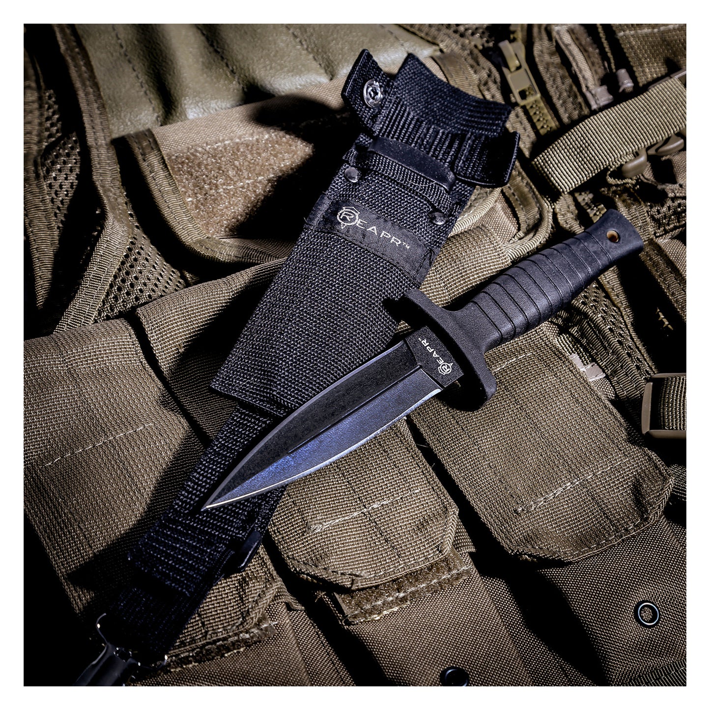 The Reapr 11002 TAC boot knife is the ultimate knife for stealth operations. Designed for hidden carry, this boot knife features a nylon-web sheath with a molded scabbard, allowing for boot, belt, or over-the-shoulder transport. A 4.75” black-oxide coated 420 stainless steel blade has a double edge for maximum efficiency. A rugged hi-grip fiberglass TPR molded handle delivers optimal cutting leverage and precision, as well as comfort. www.defenceqstore.com.au