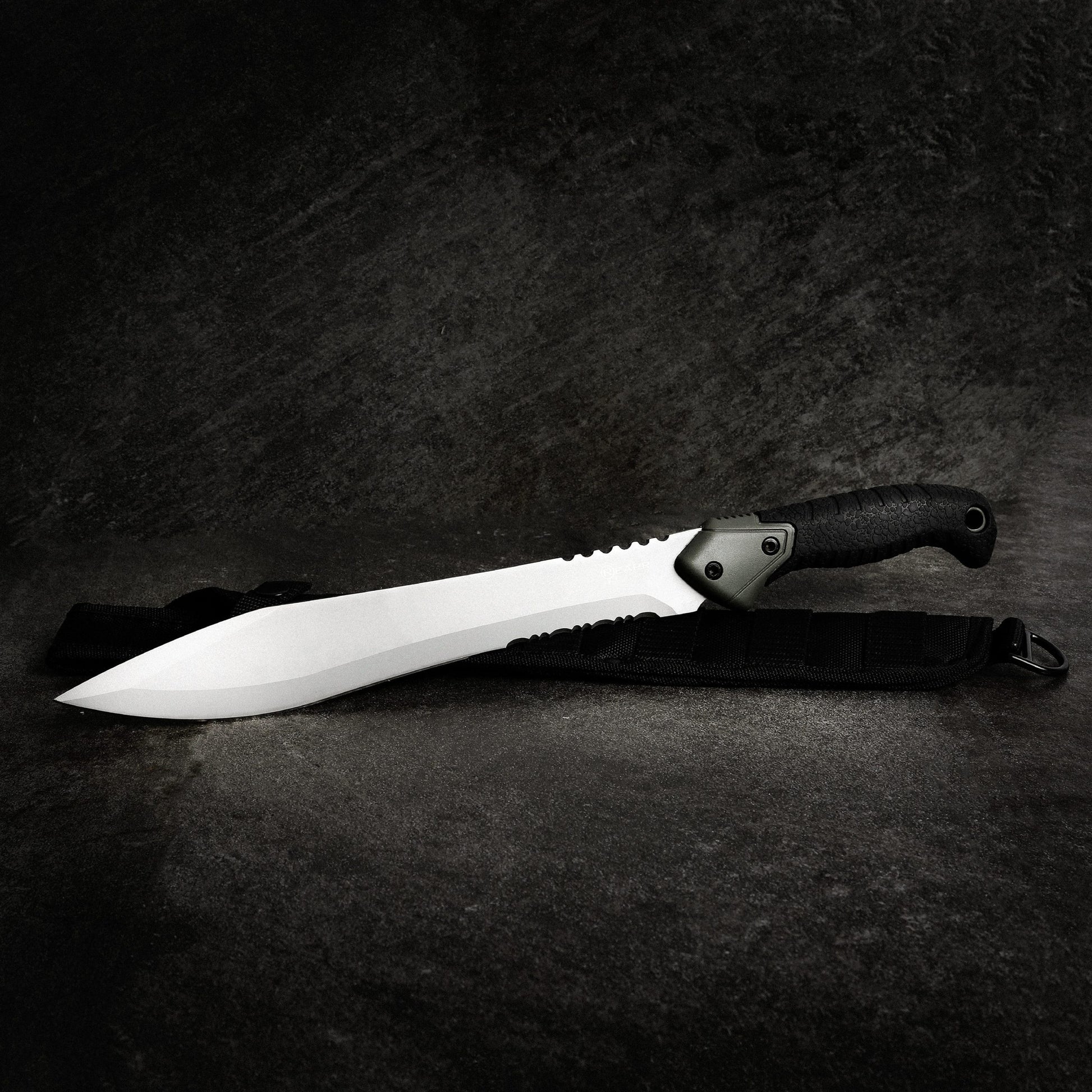 The Reapr TAC Jungle Knife is a cool 17 inches of sharp steel that doubles as an all-round camping machete and survival knife in one. With an ultra-sharp modified drop point blade designed for versatility, and a partially serrated blade, most any challenge that comes your way can be handled with ease. www.defenceqstore.com.au