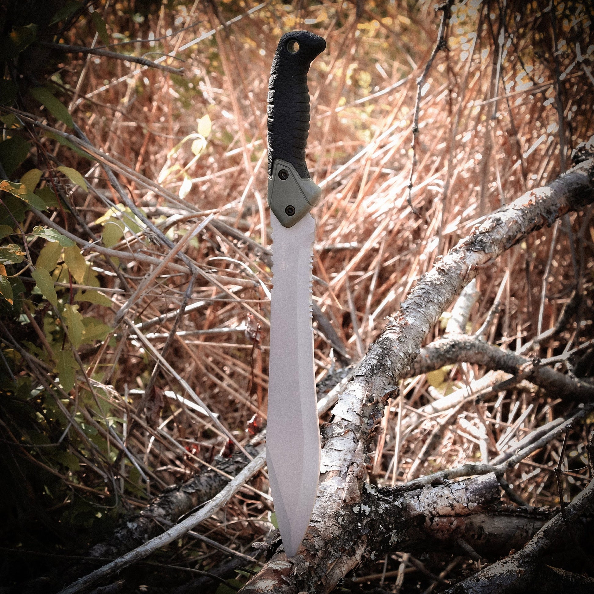 The Reapr TAC Jungle Knife is a cool 17 inches of sharp steel that doubles as an all-round camping machete and survival knife in one. With an ultra-sharp modified drop point blade designed for versatility, and a partially serrated blade, most any challenge that comes your way can be handled with ease. www.defenceqstore.com.au