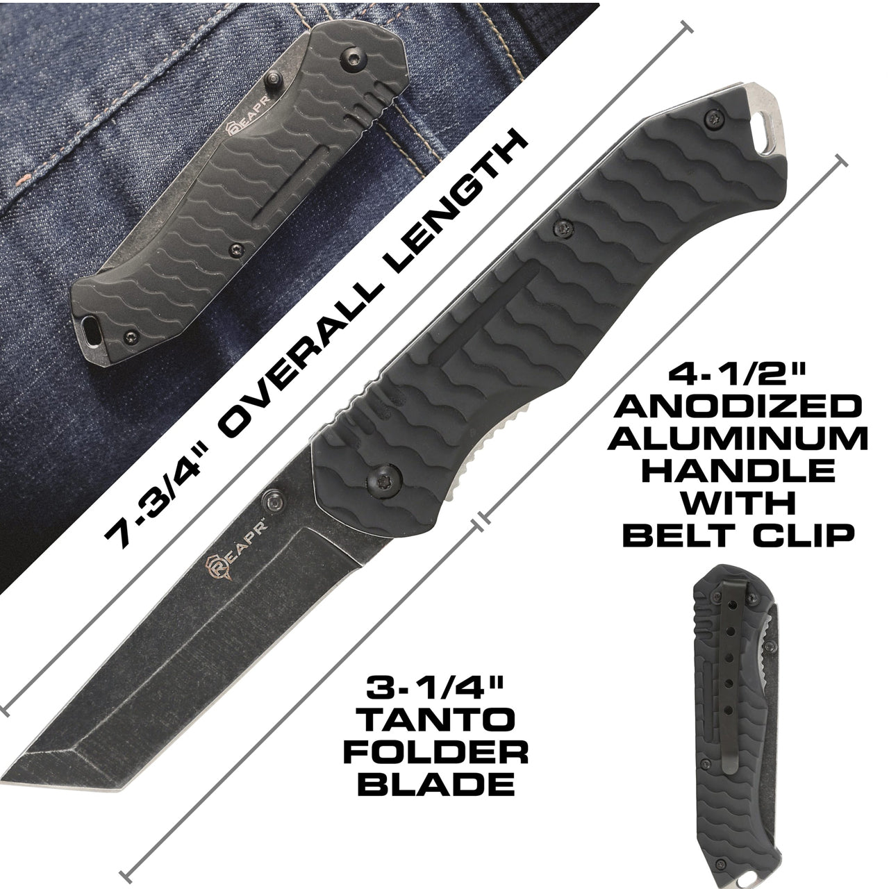 The REAPR 11008 TAC Knife Tanto Set includes a 4-3/4” fixed blade knife and a 3 1/4” folder. The durable points and sharp cutting edges of both knives make this set a must-have for camping, hunting and everyday use and should be a key part of any survival kit. Tanto knives feature a strong point, making them perfect for puncturing hard materials, without the points chipping or becoming damaged. www.defenceqstore.com.au