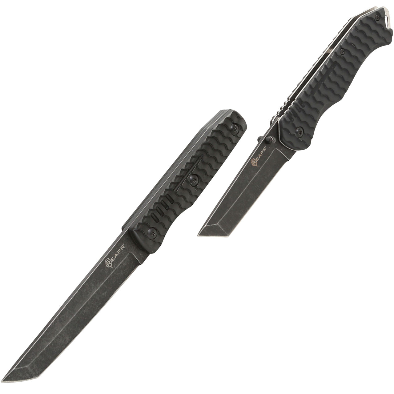 The REAPR 11008 TAC Knife Tanto Set includes a 4-3/4” fixed blade knife and a 3 1/4” folder. The durable points and sharp cutting edges of both knives make this set a must-have for camping, hunting and everyday use and should be a key part of any survival kit. Tanto knives feature a strong point, making them perfect for puncturing hard materials, without the points chipping or becoming damaged. www.defenceqstore.com.au