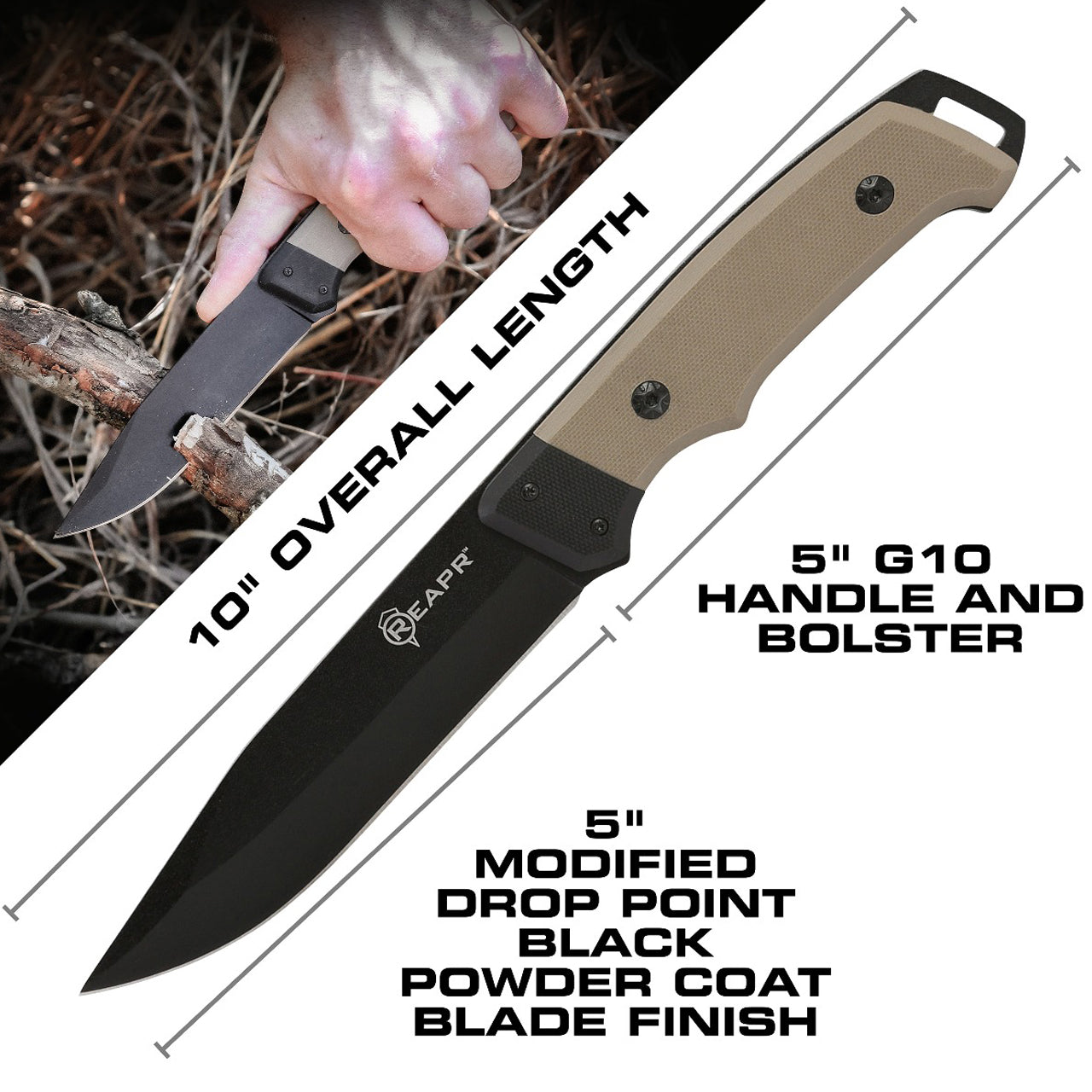 Featuring a 4mm thick 5” drop point blade, the Reapr Brigade Knife is perfect for almost every use, from wilderness emergencies to hunting, guiding and camping. The 420 Stainless Steel blade is sharp, tough and extremely durable. www.defenceqstore.com.au