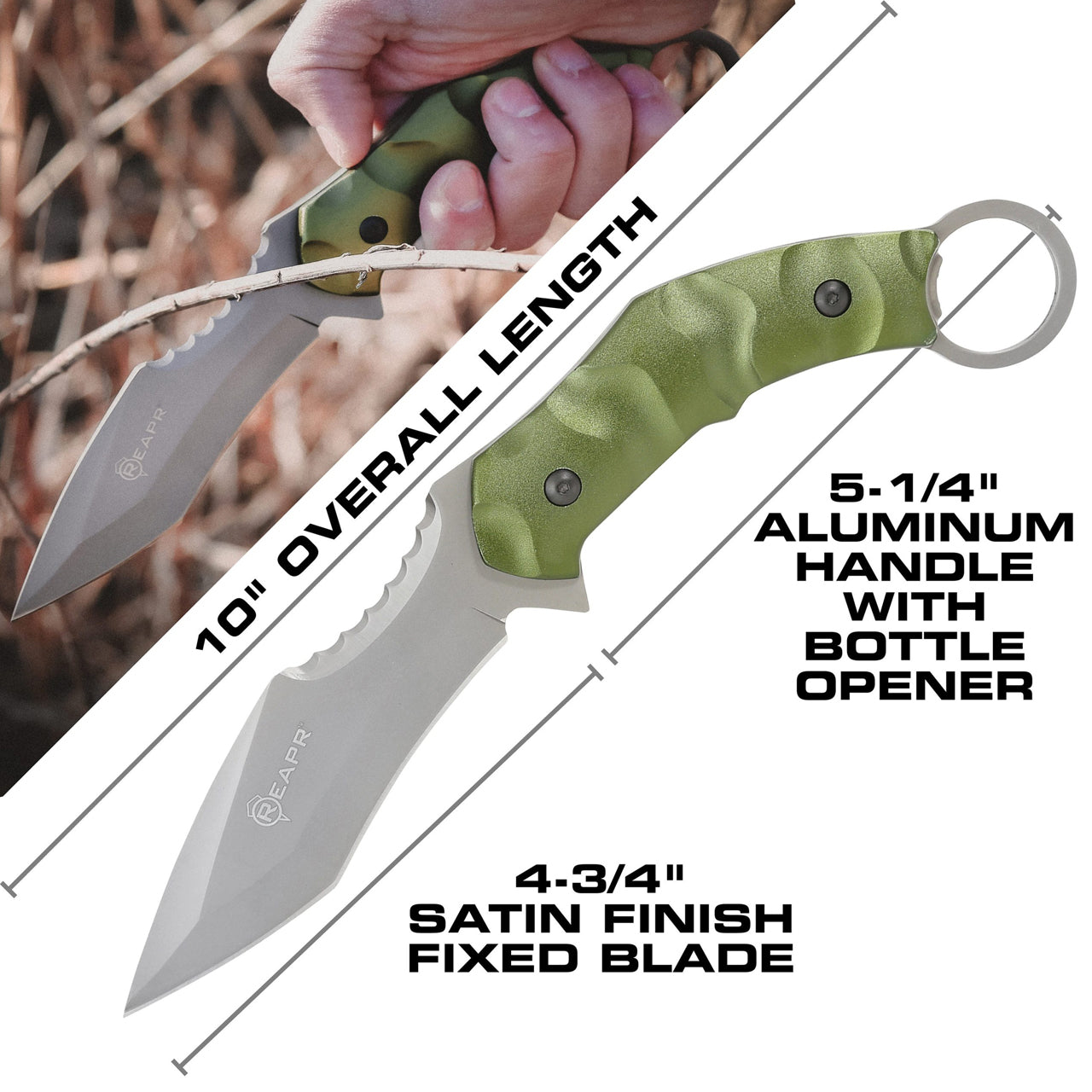 This impressive and stylish knife makes a truly effective survival and tactical tool. The REAPR 11010 SLAMR 4-3/4″ Fixed Blade Knife features a 4-3/4” 420 stainless steel blade with satin finish and a textured lightweight aluminum handle that provides a more secure grip and extra leverage. www.defenceqstore.com.au