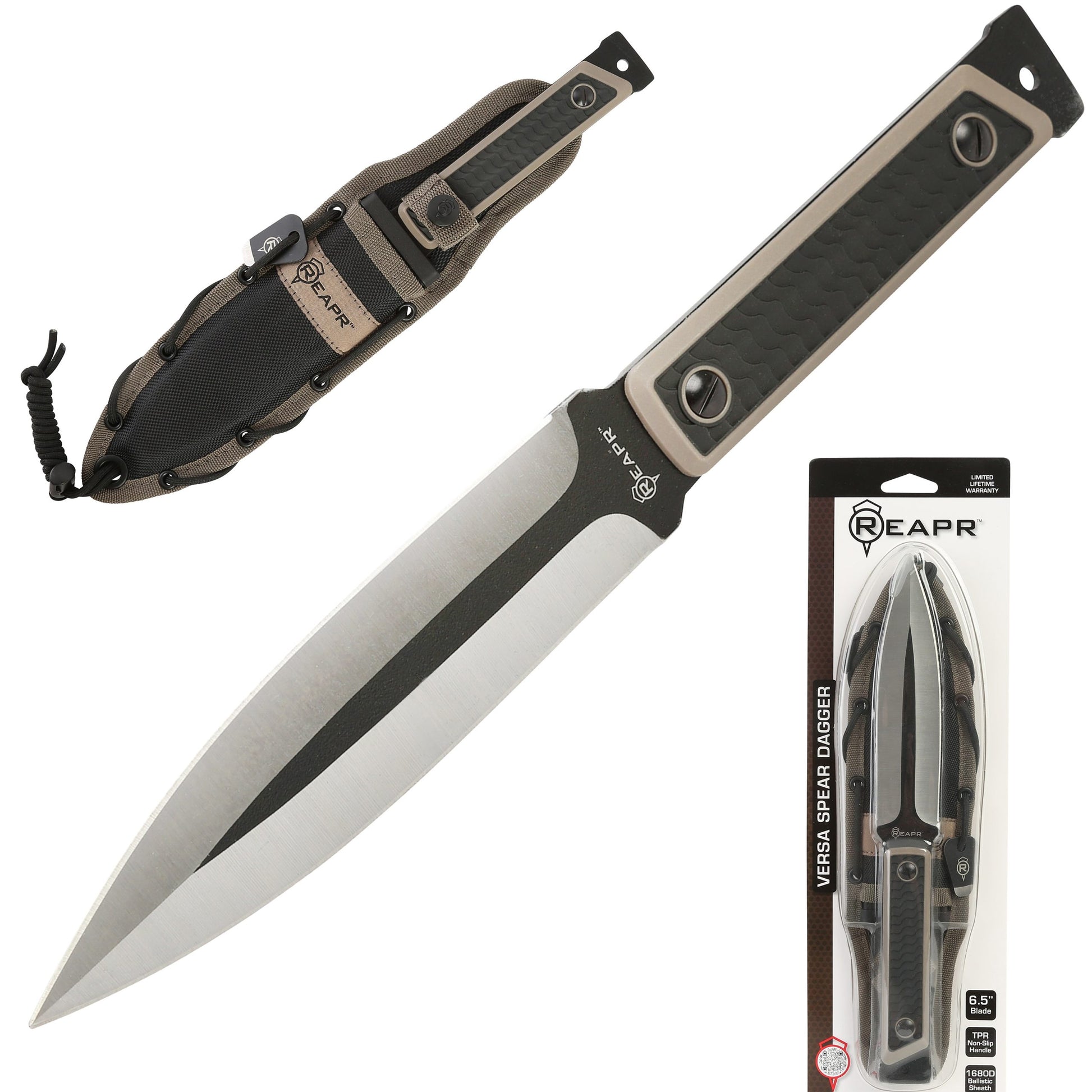 Build your own survival spear with this dual purpose Versa Spear Dagger from Reapr. Simply remove the dagger handle with the included take-down wrench and use the included paracord to affix the spearhead to a shaft of your choice. www.defenceqstore.com.au