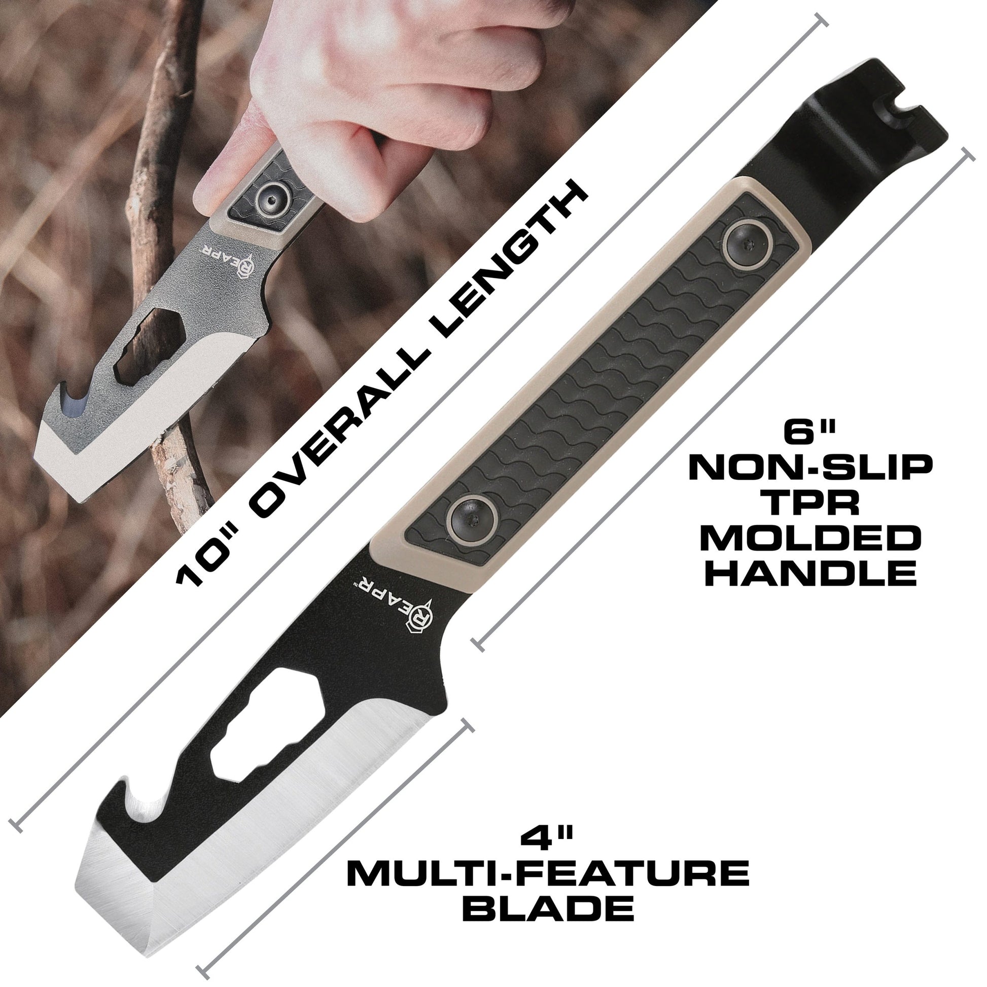 There’s not too much the REAPR 11015 Versa TAC Pry Bar can’t take care of. This versatility of this 10” pry bar is exceptional. There’s a ripper hook, wrench function and nail pullers, plus a cutting edge to pry or cut. The ripper hook on is excellent for tearing cloth, fishing line, or dressing small game like fish. www.defenceqstore.com.au