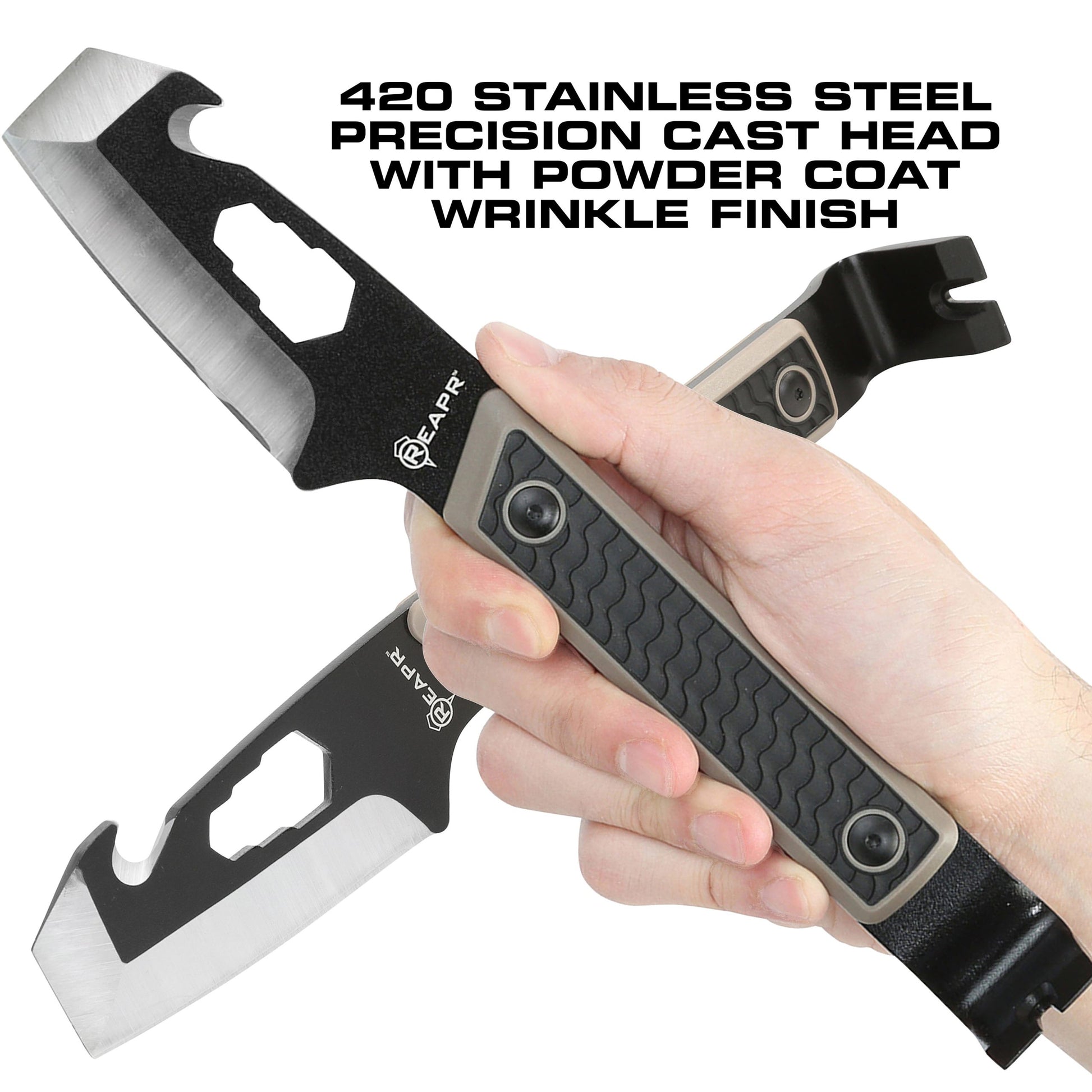 There’s not too much the REAPR 11015 Versa TAC Pry Bar can’t take care of. This versatility of this 10” pry bar is exceptional. There’s a ripper hook, wrench function and nail pullers, plus a cutting edge to pry or cut. The ripper hook on is excellent for tearing cloth, fishing line, or dressing small game like fish. www.defenceqstore.com.au