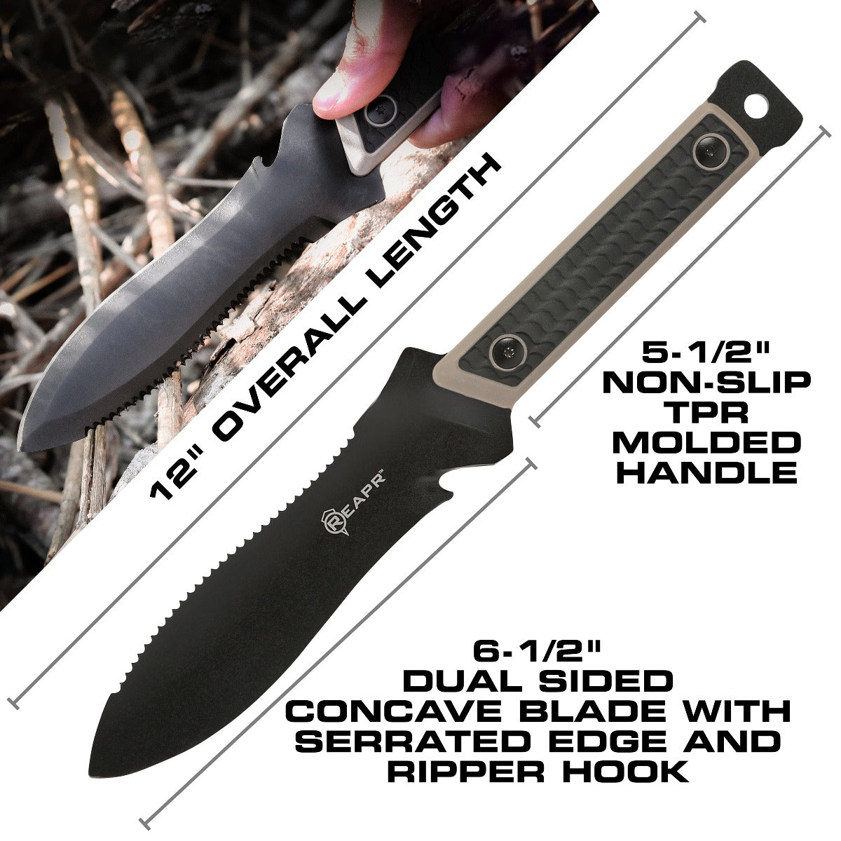 For the ultimate in fixed blade knives, tactical gear and garden tools, look no further than the Reapr 11017 Versa Hori Hori- a gardening knife, trowel, pocket tactical shovel and all round survival knife in one. www.defenceqstore.com.au