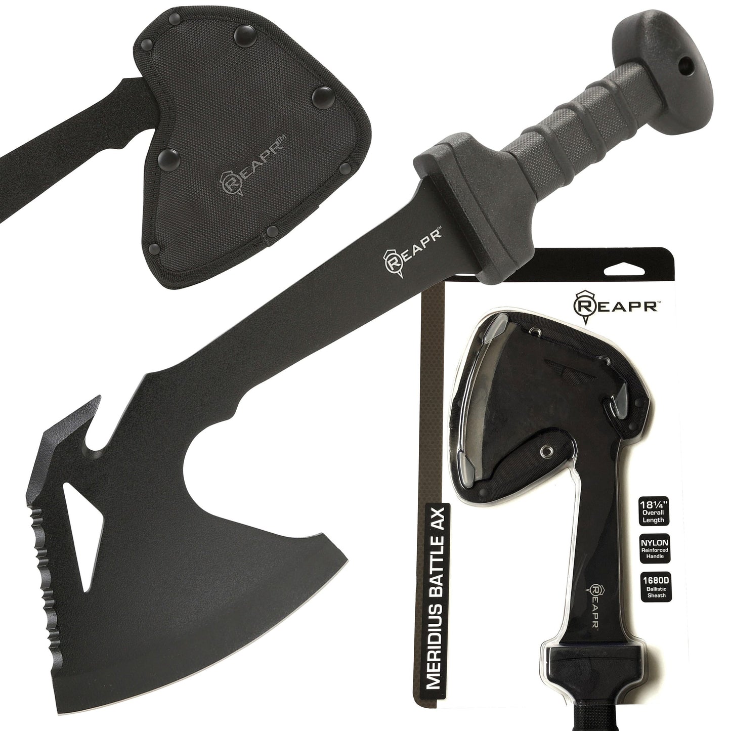 Defeat is not an option with the REAPR 11020 Meridius Battle Axe. When conditions in the wild get rough, this rugged multi tool will clear your way to safety. It’s 18 3/4” long with a 5 3/4” dual-headed blade (axe and ripper). www.defenceqstore.com.au