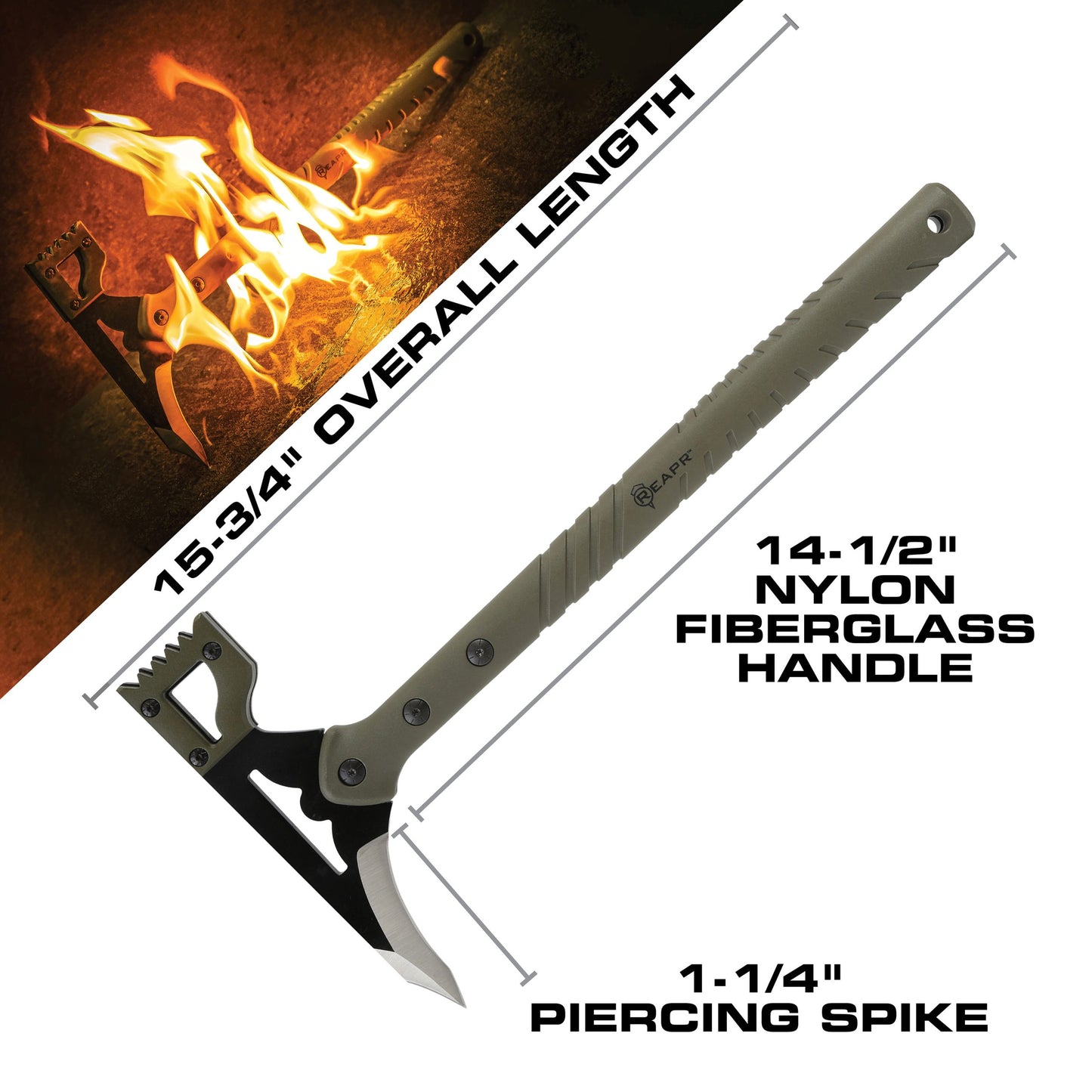 Channel your inner  warrior  with  the  superbly crafted Reapr Battle Hammer. The head features a destructive deep-milled  hammer face that will  demolish  and pummel with ferocious efficiency as well as a sharp spiked blade for extreme  piercing. www.defenceqstore.com.au