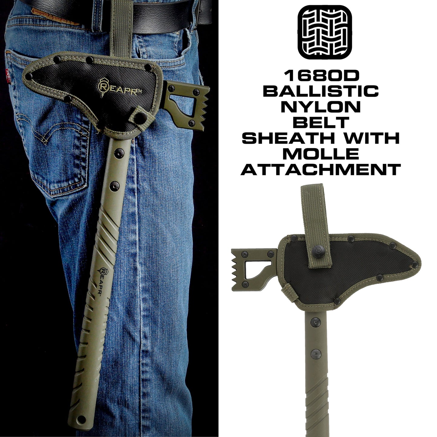 Channel your inner  warrior  with  the  superbly crafted Reapr Battle Hammer. The head features a destructive deep-milled  hammer face that will  demolish  and pummel with ferocious efficiency as well as a sharp spiked blade for extreme  piercing. www.defenceqstore.com.au