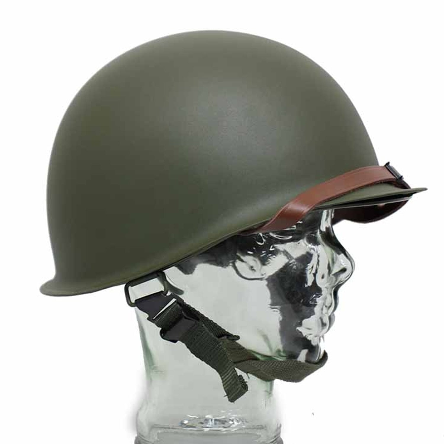 The M1 helmet is an iconic piece of military equipment and is a combat helmet that was used by the United States' military forces from World War II until 1985. The M1 helmet was adopted by US military forces in 1941 to replace the outdated World War I-era British style Brodie helmet. www.defenceqstore.com.au