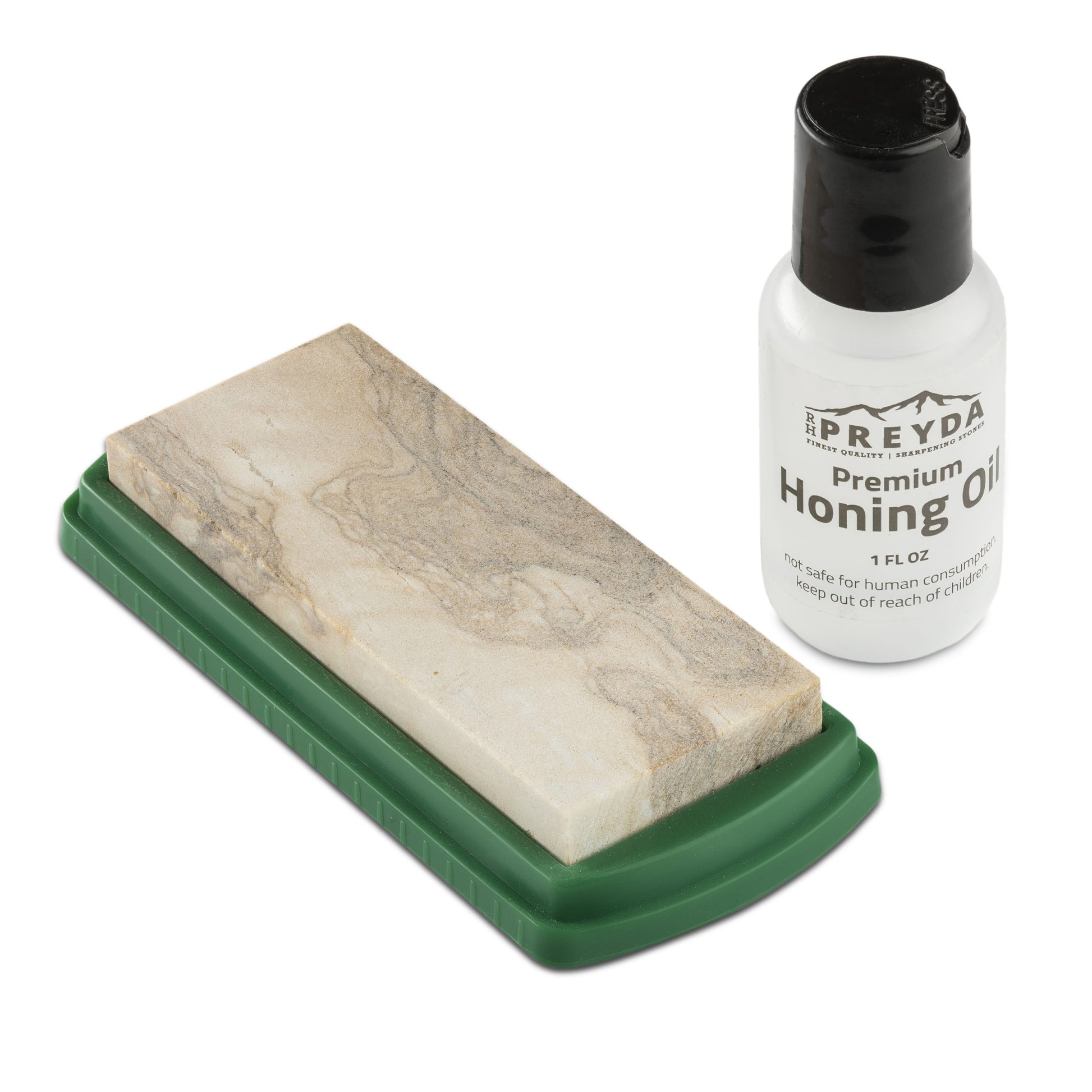 Prized by craftsmen worldwide, RH Preyda Bench Stone is the only known substance that can sharpen a blade and polish it as well. All Bench Stones are 100% natural, cut to size and skillfully finished to ensure precise flatness. These stones are mounted on a PVC base to ensure stability and style. www.defenceqstore.com.au
