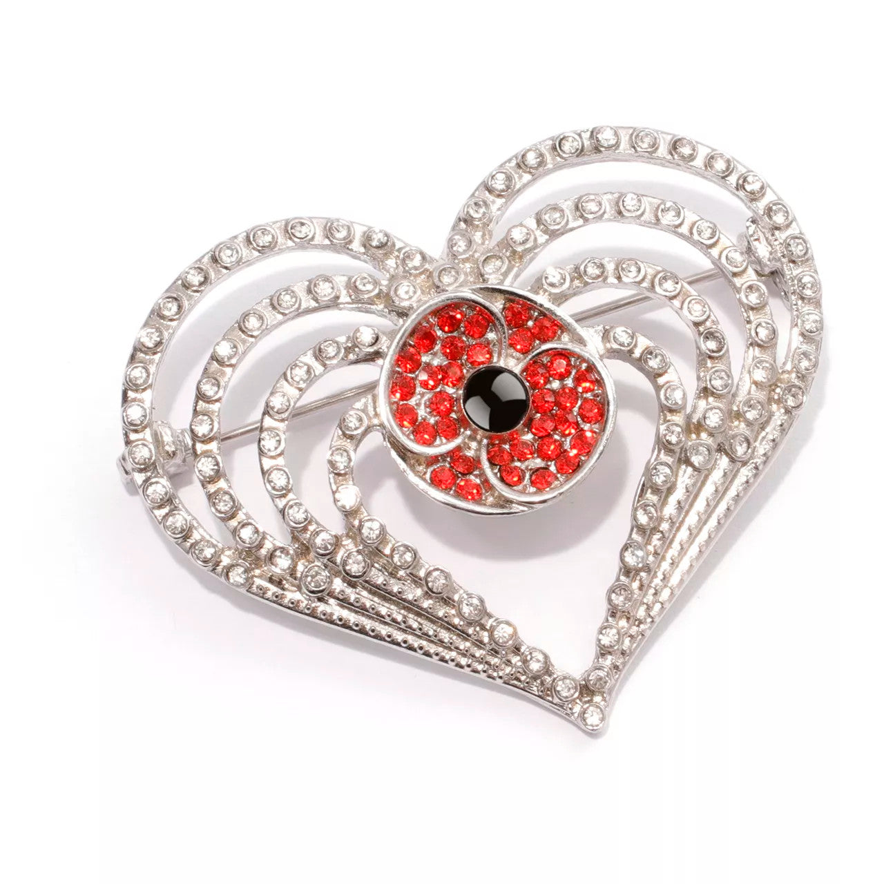 The Honour and remember with this sensational Heart Diamante Brooch from our Poppy Impressions Collection. This spectacular accessory is the perfect way to complete any outfit. With shining red stones and diamantes set on the two lines of silver frame, this beautiful brooch brings a stunning and unique touch of remembrance. Add a touch of elegance and sophistication to your attire with this must-have brooch. www.defenceqstore.com.au