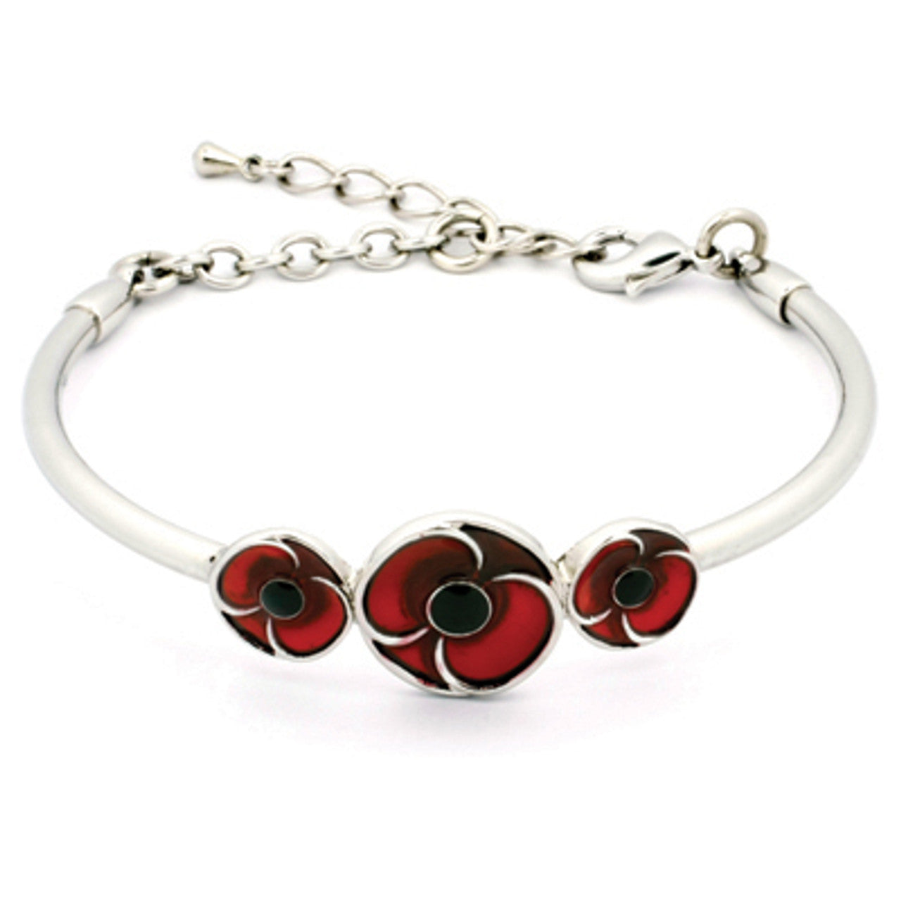 The Remember Always Poppy Bracelet is a sensational silver and red adjustable bracelet that is perfect for showing your support. Made with silver-plated material and featuring an enamel inlay, this bracelet showcases a striking combination of silver, red, and black. It is a beautiful addition to any jewellery box and can be a perfect gift for a loved one or a treat for yourself. www.defenceqstore.com.au