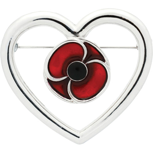 The Remember Keep True Poppy Brooch is a sensational silver and red heart-shaped brooch. Made with silver-plated and enamel inlay materials, this brooch features a striking combination of silver, red, and black colours. www.defenceqstore.com.au