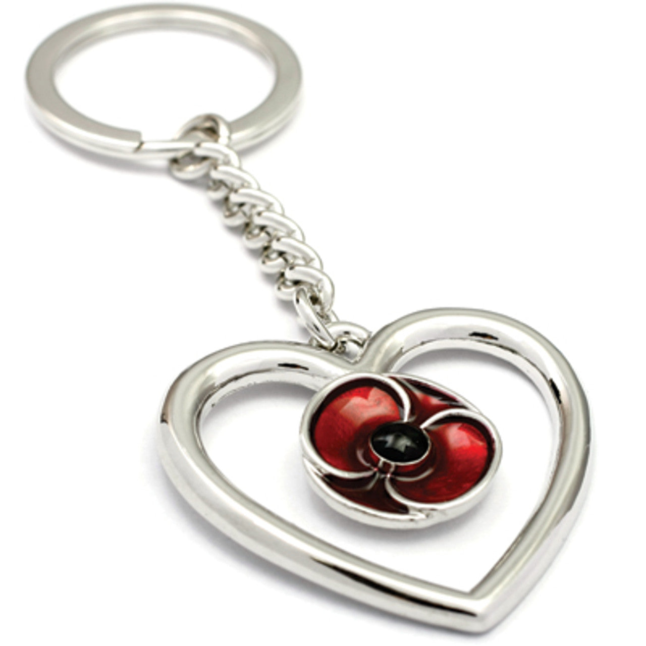 This Keep True Key &amp; Bag Chain from the Poppy Recollections collection is a beautiful addition to your set of keys or bag zips. Carry remembrance with you through this gleaming key ring. Featuring a delicate silver-plated heart and rich enamel red poppy at its centre, this key ring is a wonderful gift for loved ones or for you. www.defenceqstore.com.au