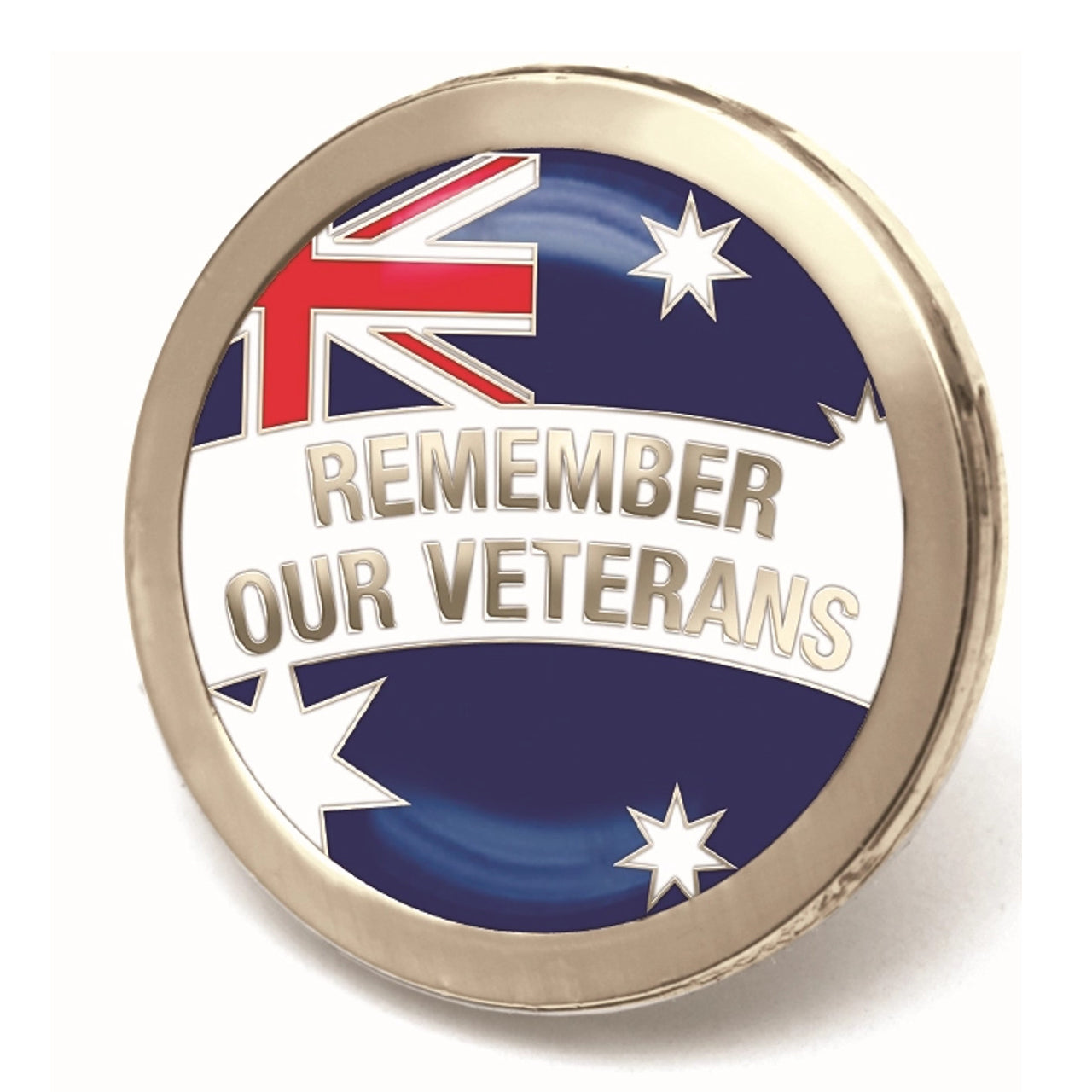 Show all veterans, young and old, that you respect their service for our country by wearing this superb enamel over metal supporter pin. The pin measures 20mm and is secured with a durable butterfly pin, and is displayed on a beautiful presentation card. www.defenceqstore.com.au