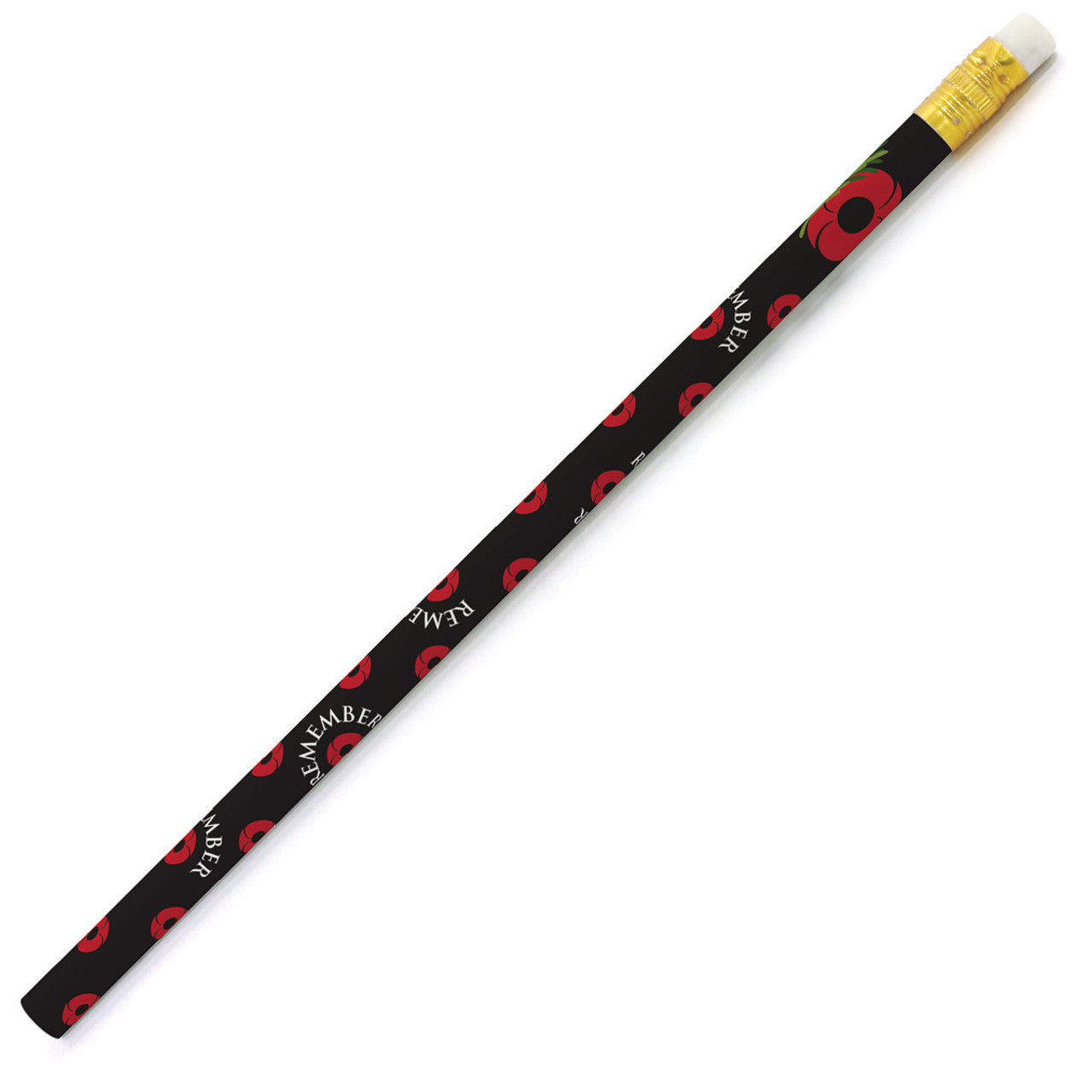 Featuring a vibrant red poppy against a black background, this beautifully patterned pencil is a great addition to any pencil case or desk set! A great option for event products, order this great pencil today. www.defenceqstore.com.au