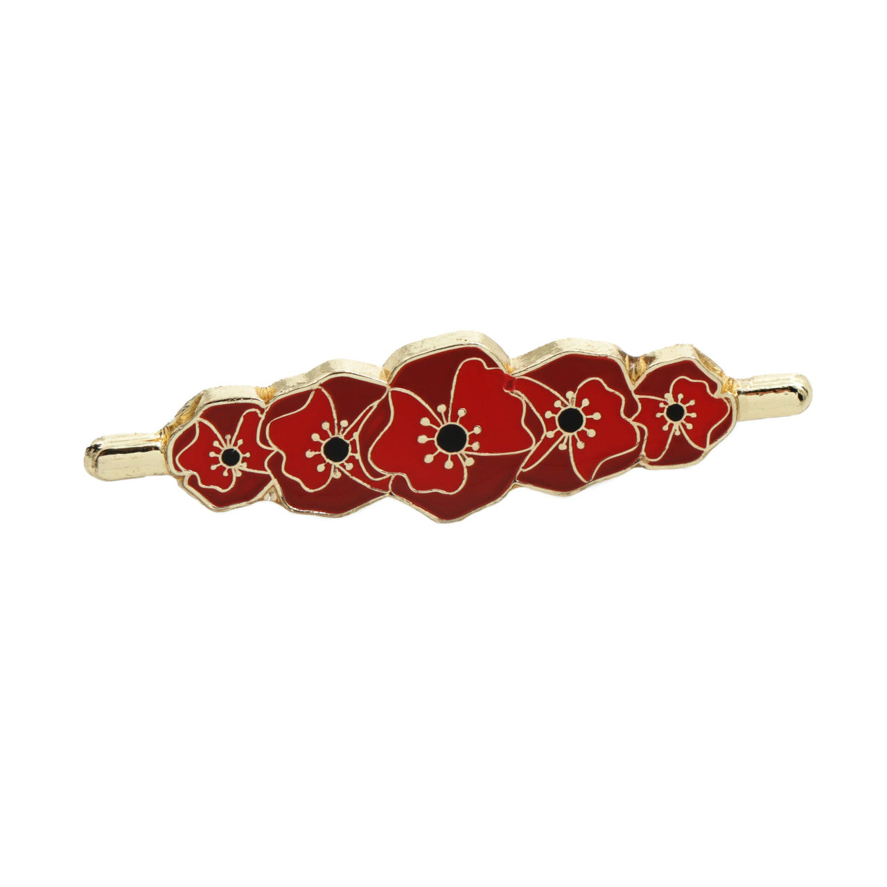 A beautiful poppy brooch to show your support and remember. Featuring vibrant red poppies with wonderful black and gold detailing, this brooch stands out and helps you share your support. A fantastic collectable or gift, this brooch is a great addition to any outfit. www.defenceqstore.com.au