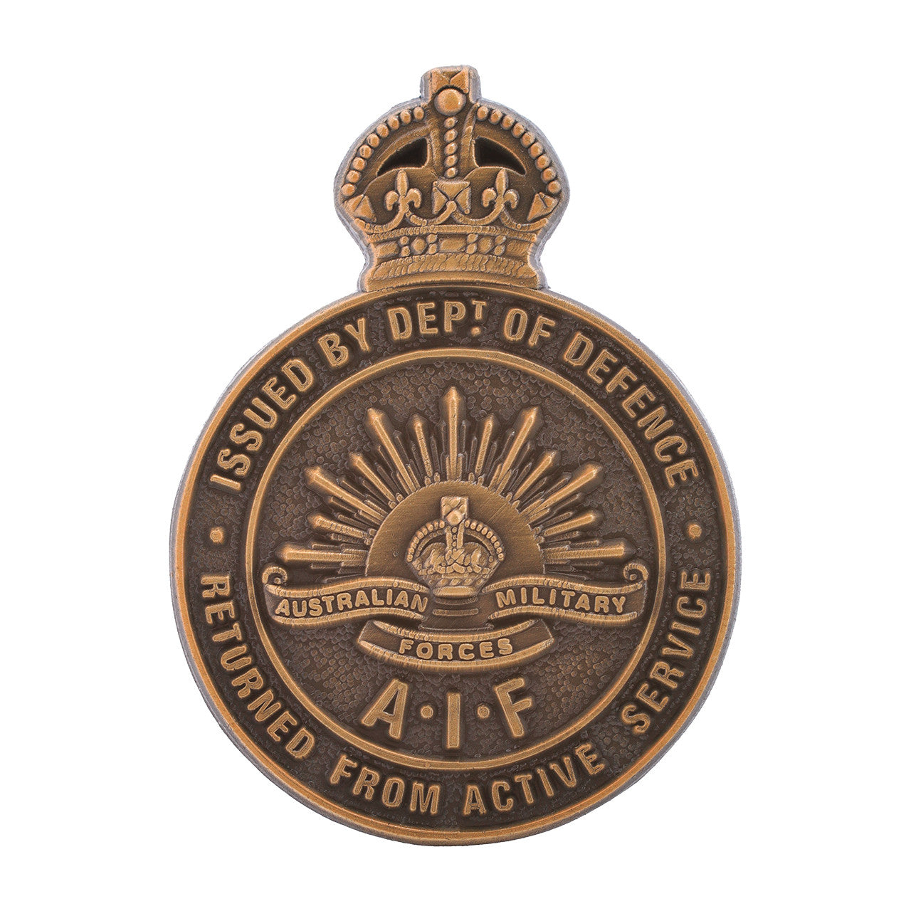A stunning replica creating a lapel pin full of history to cherish. This beautifully detailed lapel pin is inspired by the Returned from Active Service Badge 1914-1919 presented to the Australian Imperial Force upon their return from active service. Honour their service and share in Australia's proud military history with this sensational lapel pin. www.defenceqstore.com.au