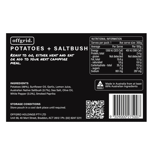 Batch made with wild harvested saltbush from South Australia and potatoes grown in the Gippsland region of Victoria. This recipes is great on its own with some good sour crème, or as a side with our Venison stroganoff. www.defenceqstore.com.au content