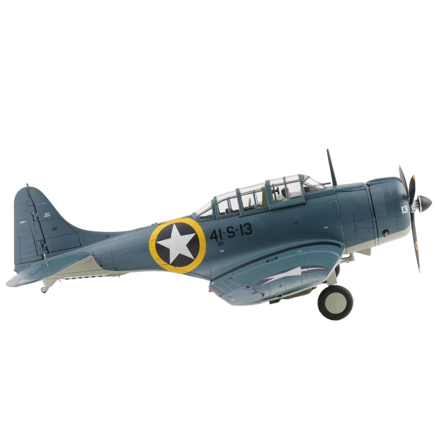 1/32 SBD-3 Dauntless "Operation Torch" BuNo. 06624, 41-S-13, VS-41, USS Ranger, Nov 1942&nbsp;by&nbsp;Hobby Master&nbsp;delivers museum scale naval aviation presence for World War II collectors and centrepiece displays. www.defenceqstore.com.au