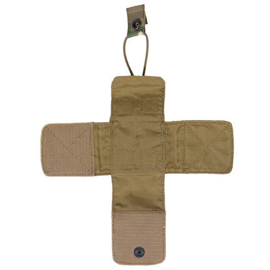 Designed to suit Motorola APX6000 style radios. Elastic retention cord and heavy duty press stud button hold radio securely in place. Requires 2 x MOLLE strips and mounts vertically. Dimensions: W = 8cm, H = 12cm D = 3.5cm www.defenceqstore.com.au