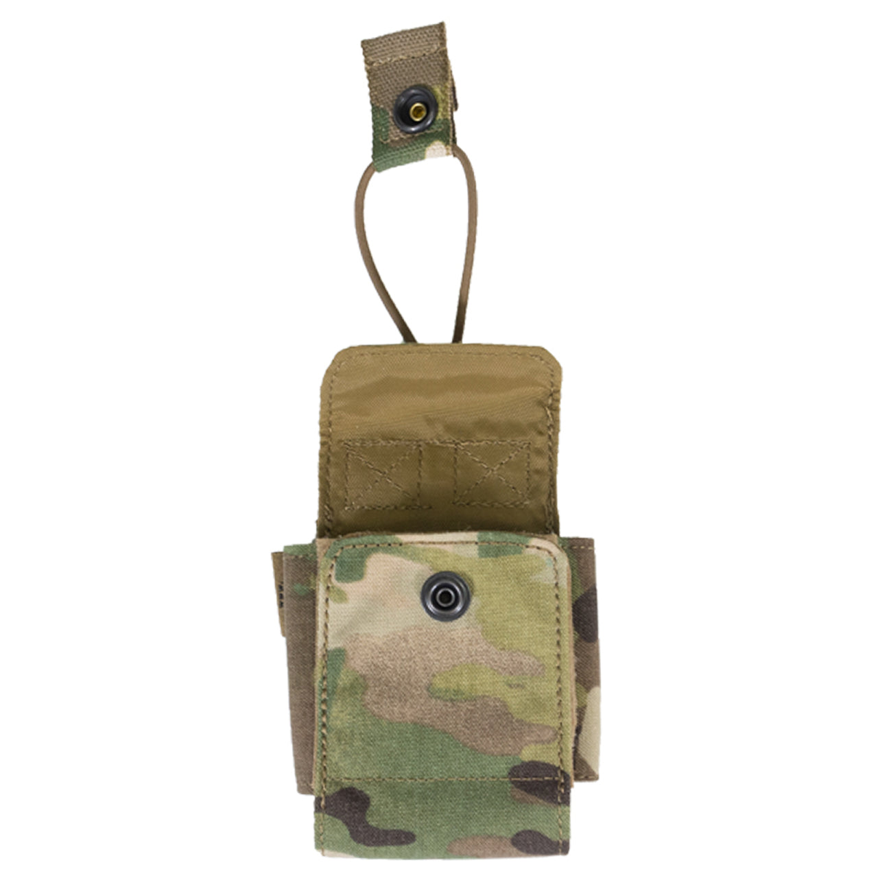 Designed to suit Motorola APX6000 style radios. Elastic retention cord and heavy duty press stud button hold radio securely in place. Requires 2 x MOLLE strips and mounts vertically. Dimensions: W = 8cm, H = 12cm D = 3.5cm www.defenceqstore.com.au