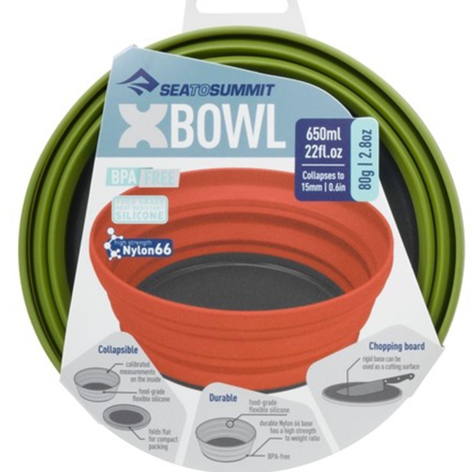 The Nylon base may be used as a cutting board when the X-Bowl is flipped upside down and there are measurement increments on the inside, making it a multi-purpose and functional piece of dinnerware. Our range of X-Series dinnerware nests neatly with the X-Pots to create a comprehensive space-saving camp kitchen set-up. www.defenceqstore.com.au