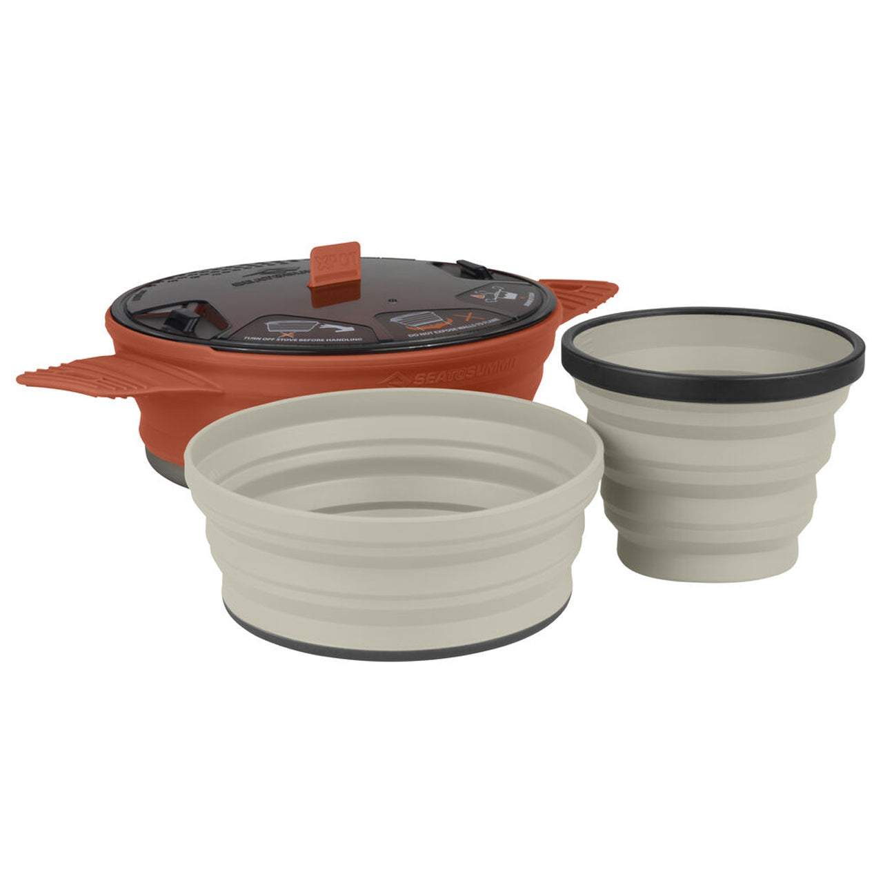 Our collapsible three-piece X-Set 21 is the perfect combination of packability and versatility in a solo camp cookware set. The X-Pot is made with a hard-anodised aluminium base and silicone side walls and is perfect for preparing all your camp meals with ease, including boiling water for drinks. www.defenceqstore.com.au