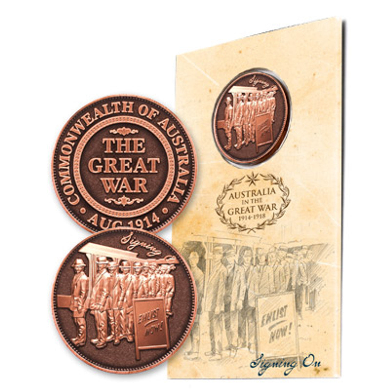 The special Signing On Penny In Blister Pack from the military specialists is a must-have for collectors and history enthusiasts alike. This unique penny commemorates the momentous event when England declared war on Germany on 4 August 1914. www.defenceqstore.com.au