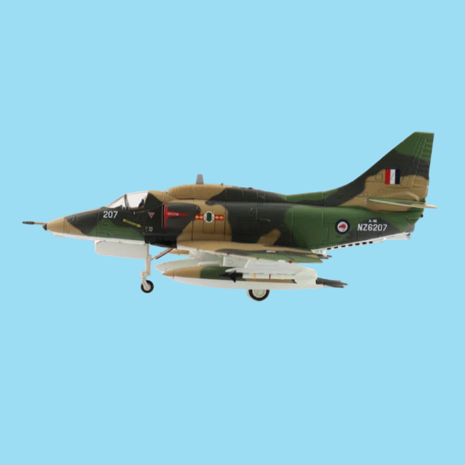 Own a piece of Kiwi aviation history with this stunning 1/72 scale A-4K Skyhawk, representing aircraft NZ6207 from No. 75 Squadron RNZAF. Expertly hand-painted with meticulous attention to detail, every marking is durably pad-applied to resist wear. www.defenceqstore.com.au
