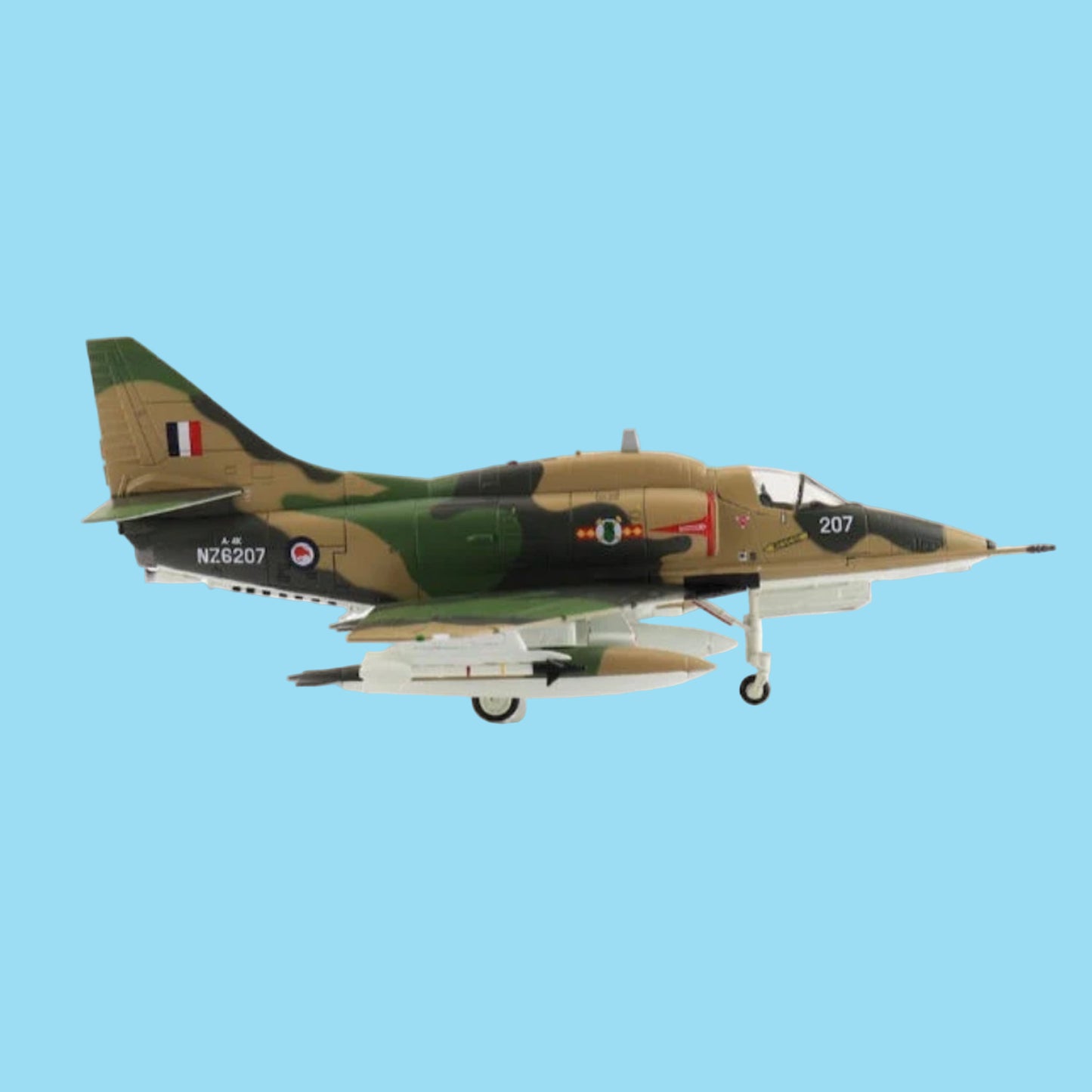 Own a piece of Kiwi aviation history with this stunning 1/72 scale A-4K Skyhawk, representing aircraft NZ6207 from No. 75 Squadron RNZAF. Expertly hand-painted with meticulous attention to detail, every marking is durably pad-applied to resist wear. www.defenceqstore.com.au