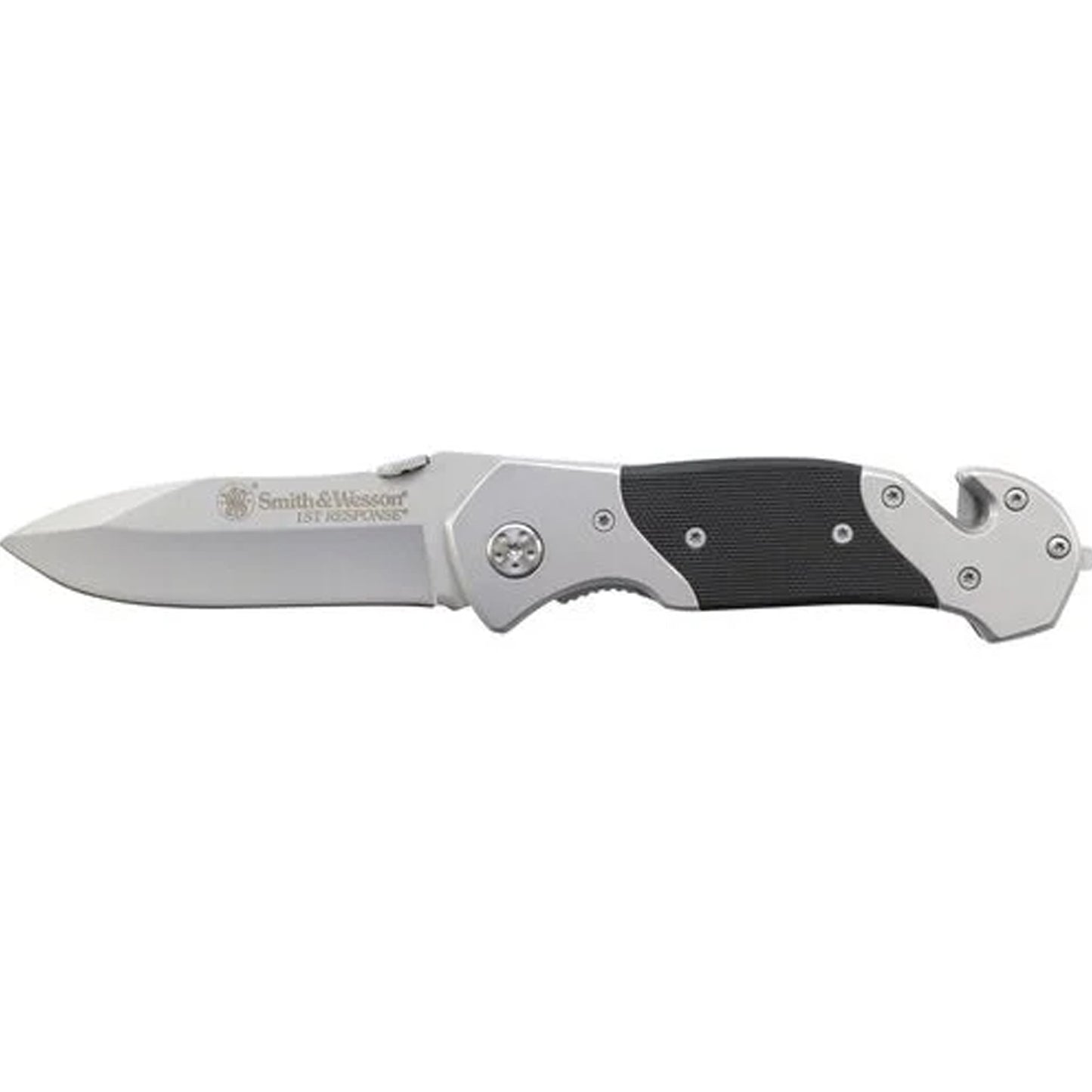 The Smith &amp; Wesson SWFR 1st Response Drop Point Folding Knife is designed for tactical professionals and outdoor enthusiasts. The 3.3″ blade is made from durable 7Cr17MoV high carbon stainless steel, offering excellent sharpness and corrosion resistance.  www.defenceqstore.com.au