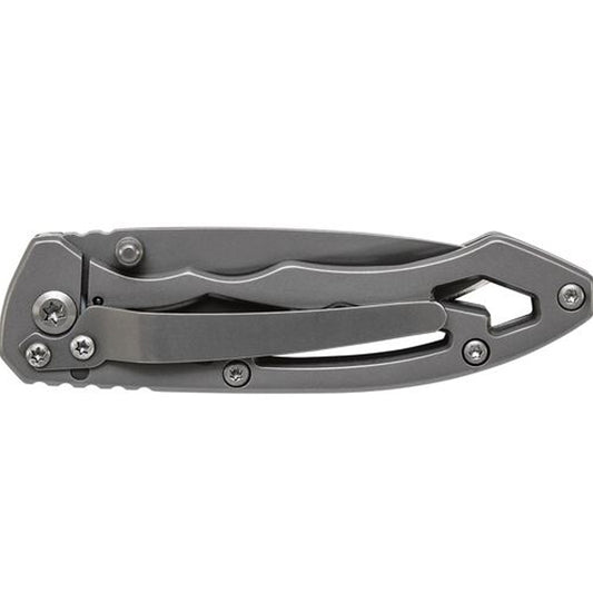 The Smith &amp; Wesson® Frame Lock has a grey stainless-steel drop point blade and skeleton handle. Carry this knife with you, and you’ll be good to go. It features an ambidextrous thumb knob and comes with a lanyard hole and pocket clip for instant access. www.defenceqstore.com.au