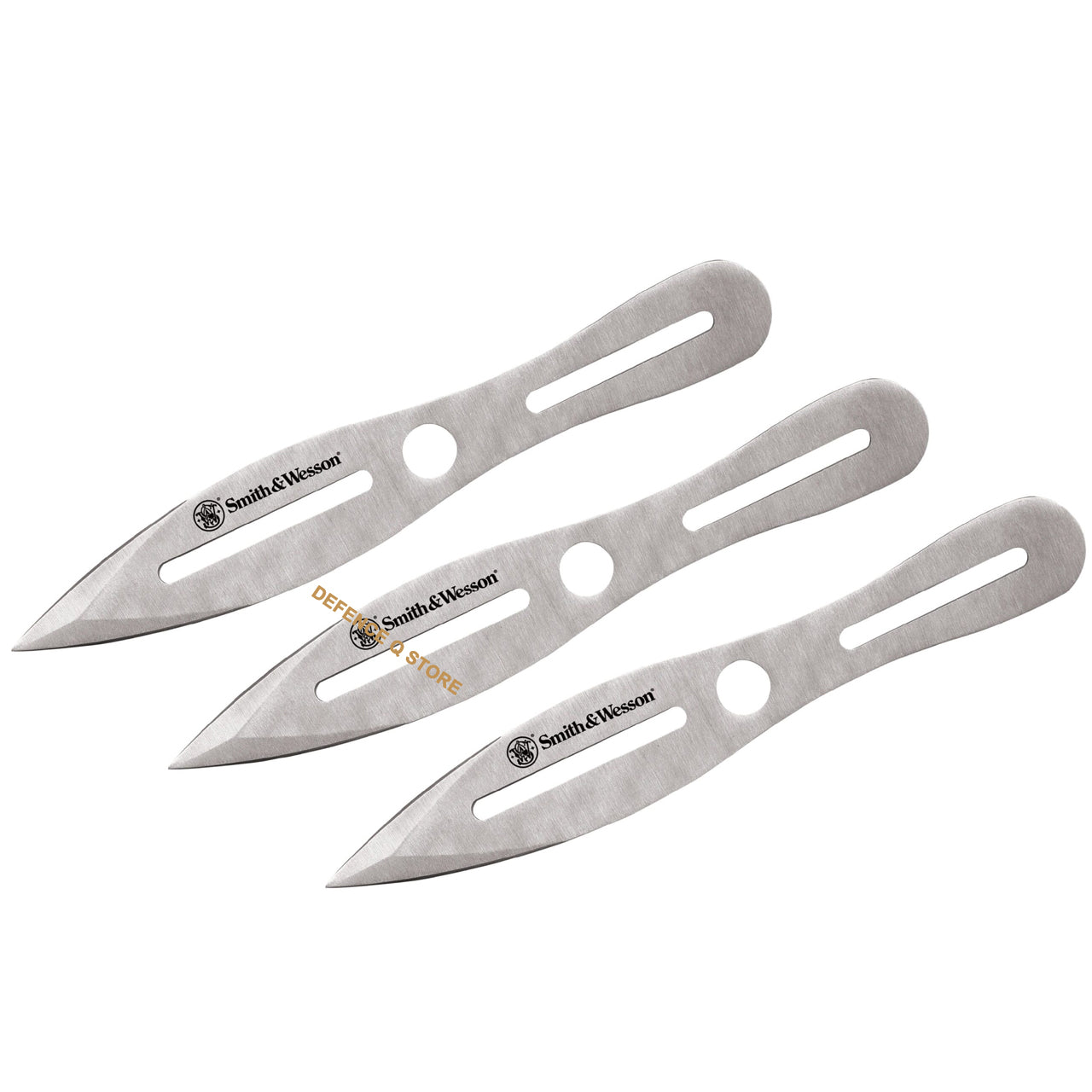 Elevate your throwing game with this set of three 10" throwing knives, crafted from one-piece 2Cr13 stainless steel for unparalleled durability and accuracy. The sharpened tip and unique drilled hole and slot design make these knives a must-have for any sharpshooter. Keep them conveniently and stylishly stored with the included embroidered black nylon belt sheath. www.defenceqstore.com.au