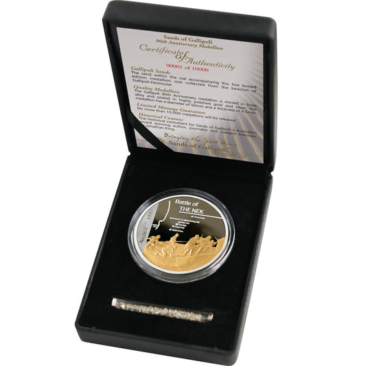 Each box includes a vial of authentic Gallipoli sand and a numbered certificate of authenticity. Don't miss your chance to own a piece of history, as only 10,000 sets of each individual medallion will be released. www.defenceqstore.com.au